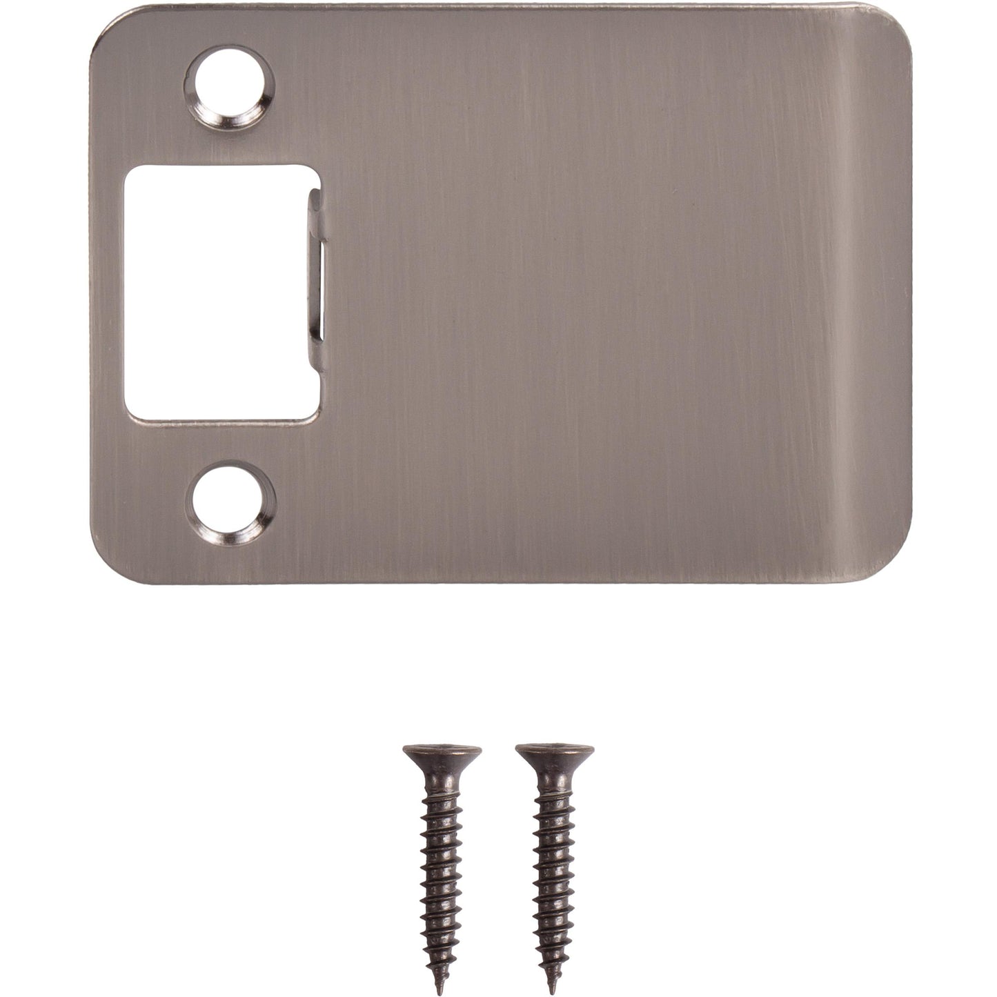 Stone Harbor Hardware Round Corner Extended Lip Strike Plate, 2-1/4" x 2-1/2", (3" Overall Length), Antique Nickel