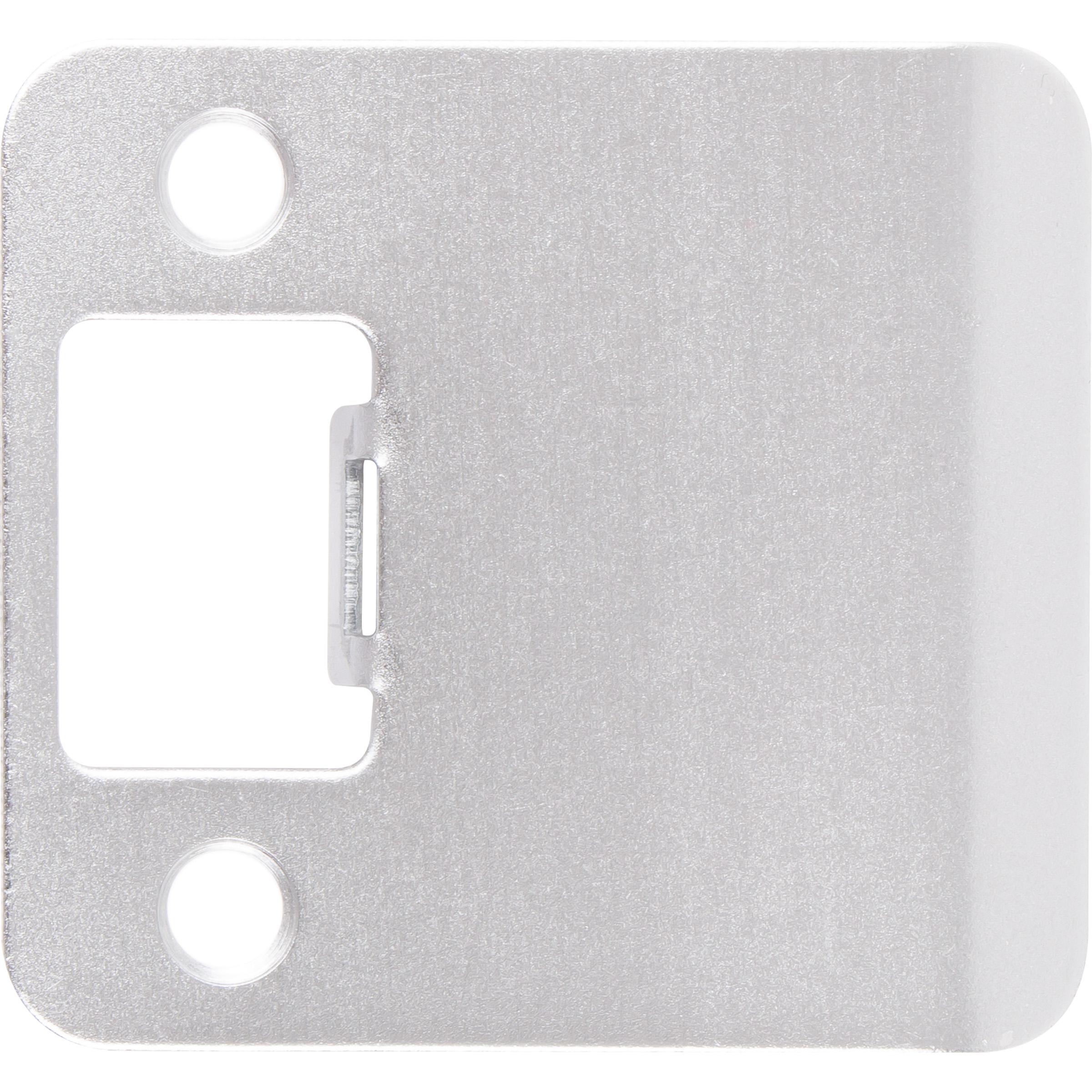 Stone Harbor Hardware Round Corner Extended Lip Strike Plate, 2-1/4" x 2", (2-1/2" Overall Length), Satin Chrome