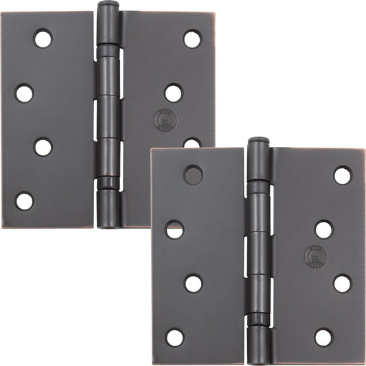 Stone Harbor Hardware 4" Ball-Bearing Door Hinges, Square Corner, Vintage Bronze, 2-Pack