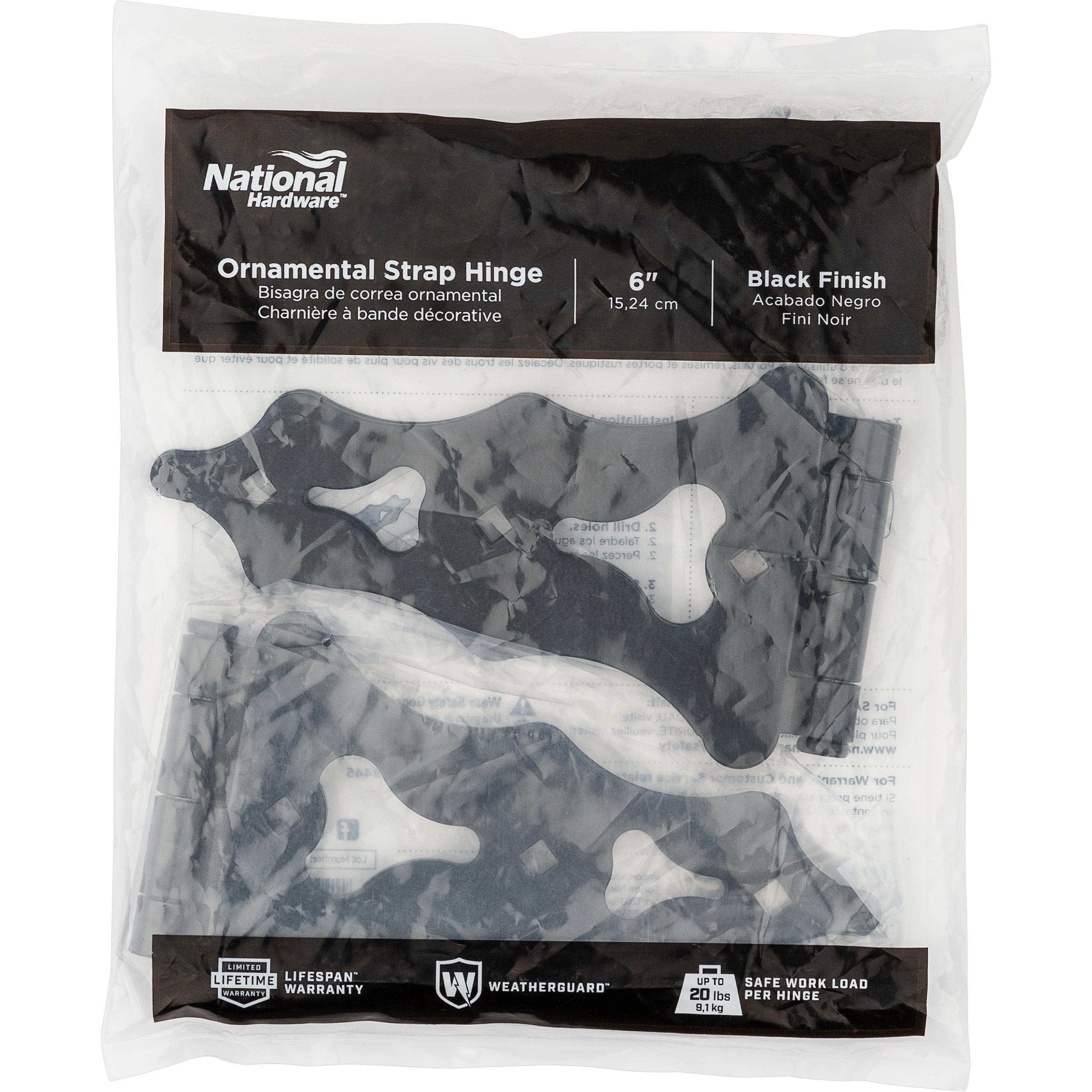 V1117 6" Ornamental S Hinge 2/pk - Black