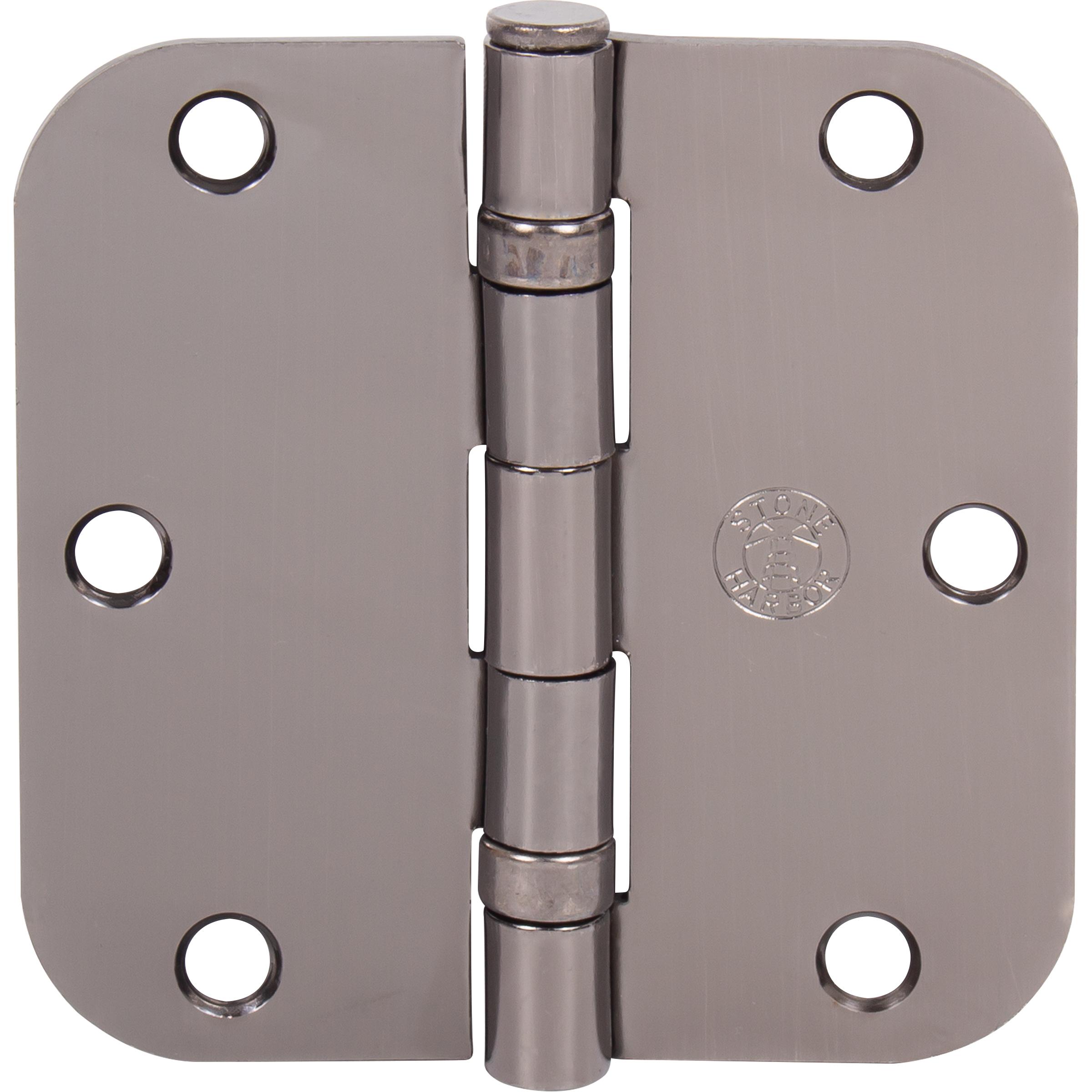 Stone Harbor Hardware 3-1/2" Ball-Bearing Door Hinges, 5/8" Radius Corner, Antique Nickel, 2-Pack