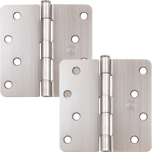 Stone Harbor Hardware 4" Door Hinges, 1/4" Radius Corner, Antique Nickel, 2-Pack