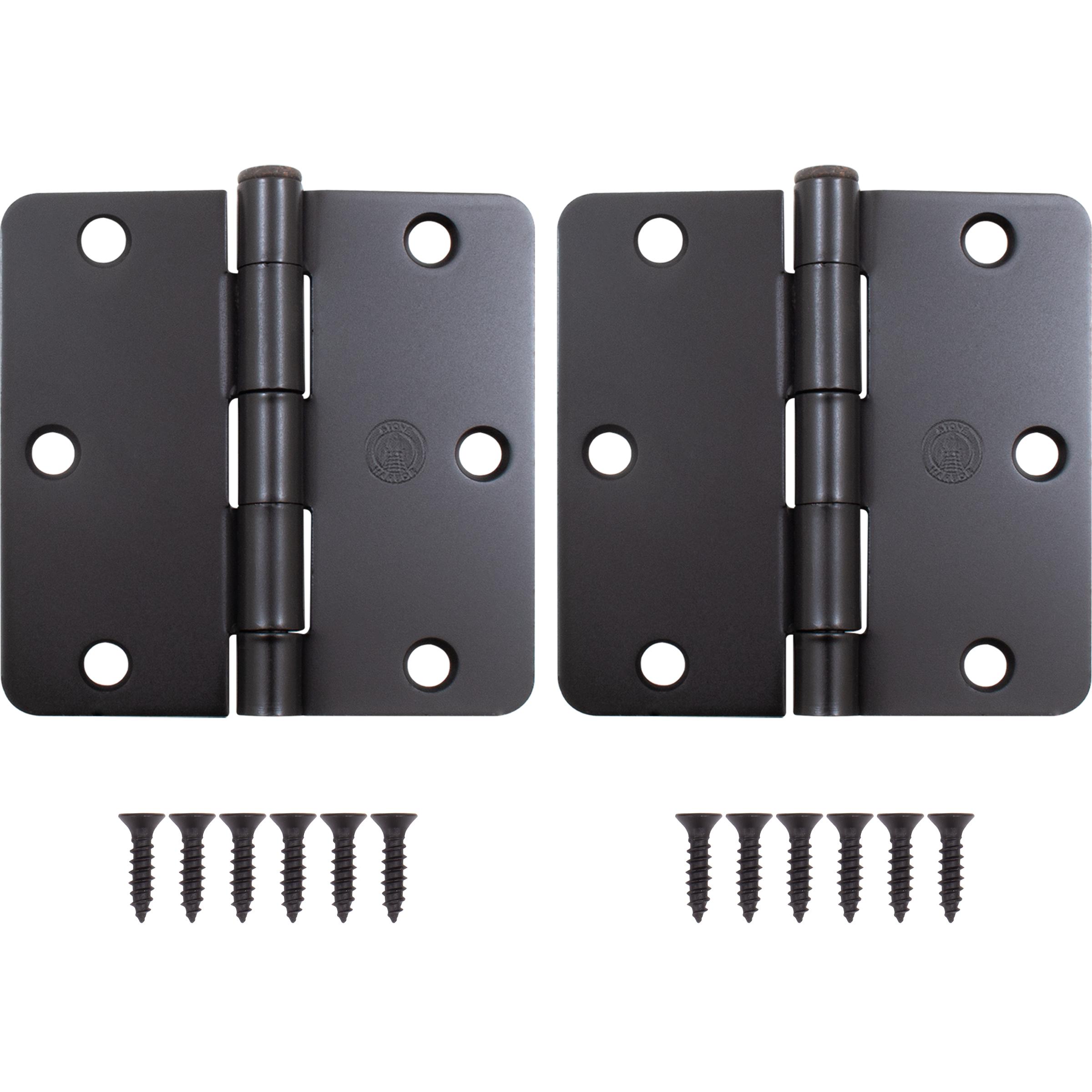 Stone Harbor Hardware 3-1/2" Door Hinges, 1/4" Radius Corner, Oil-Rubbed Bronze, 2-Pack