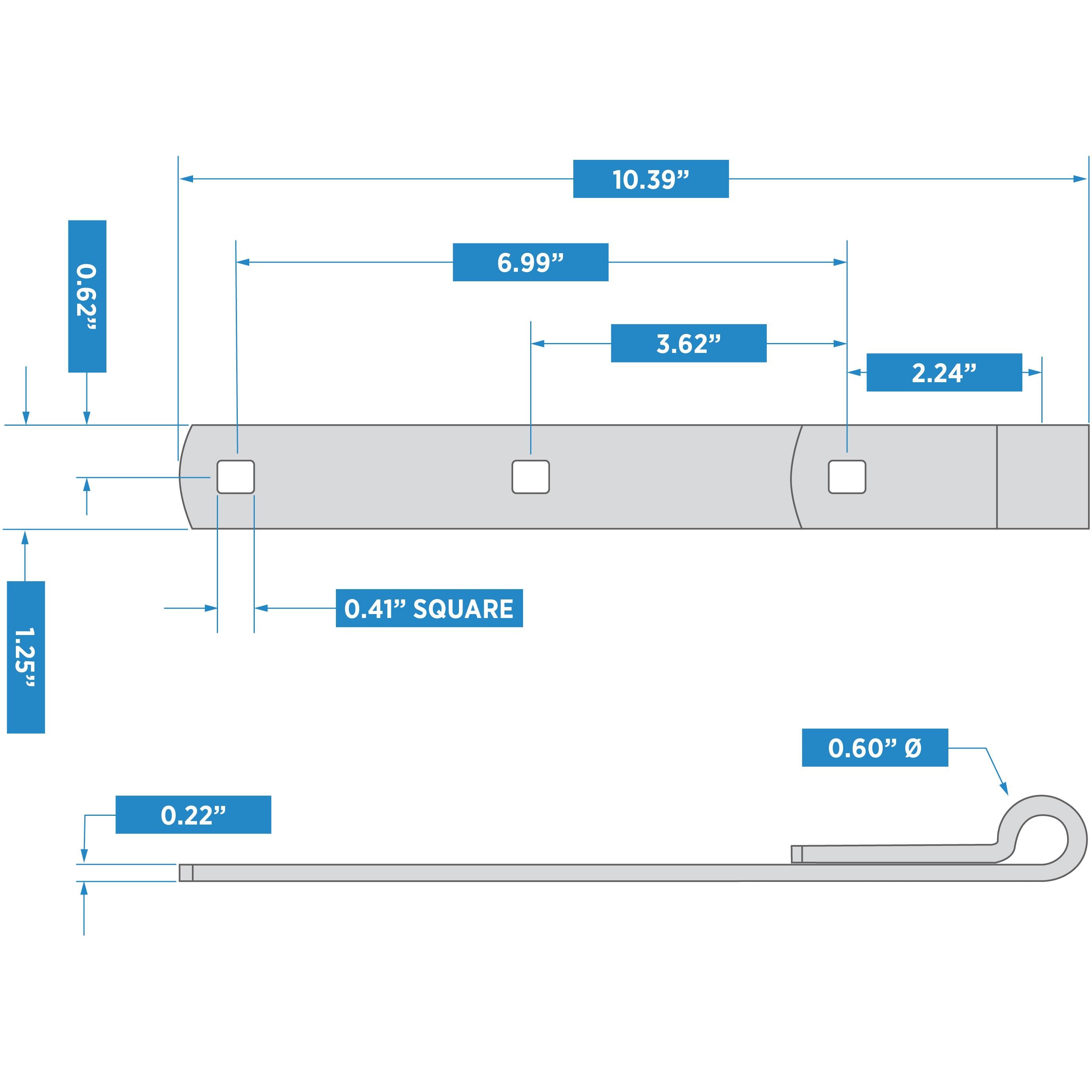 294BC 10" Hinge Strap - Zinc Plated