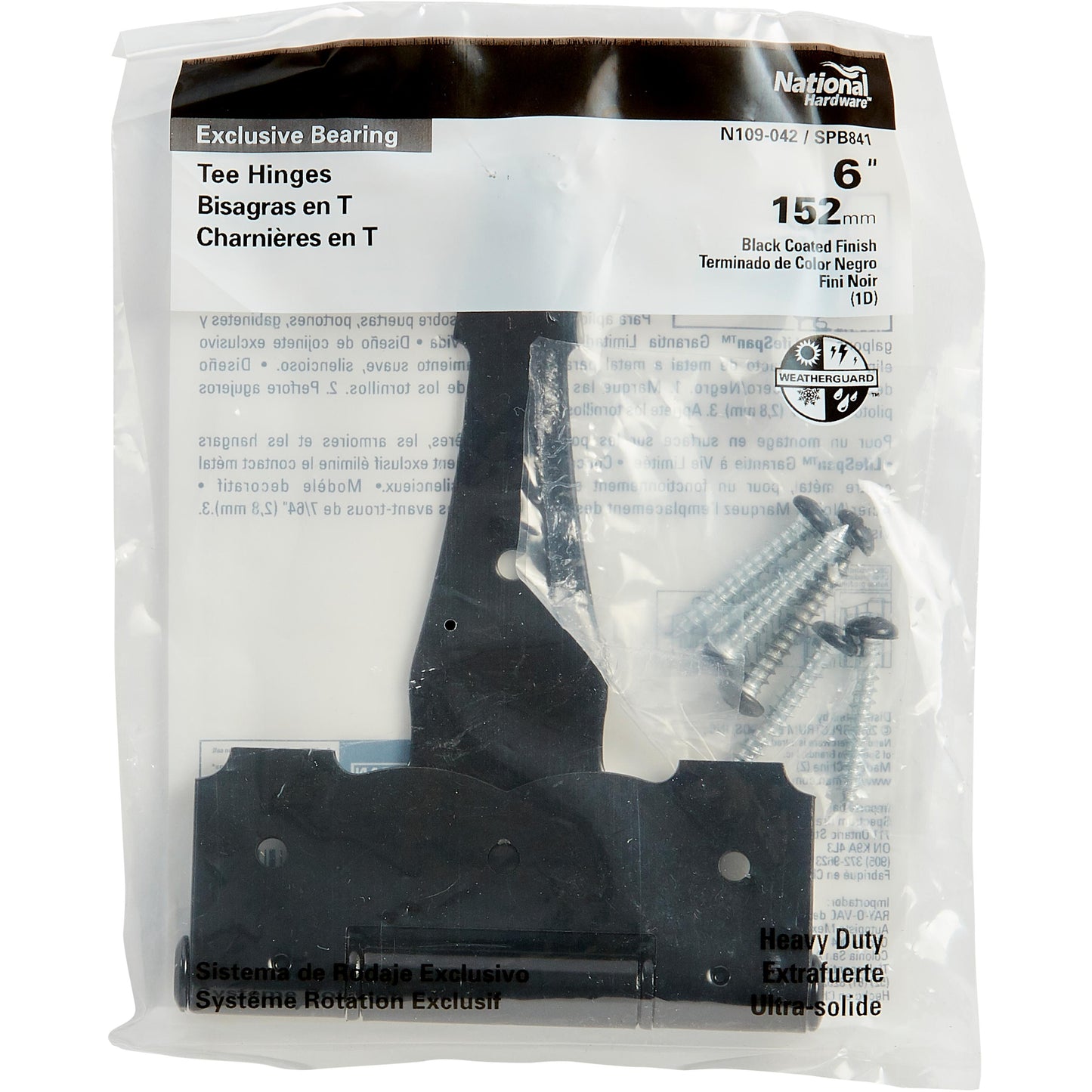 National Hardware - SPB841 6" Ornamental T-Hinge - Black