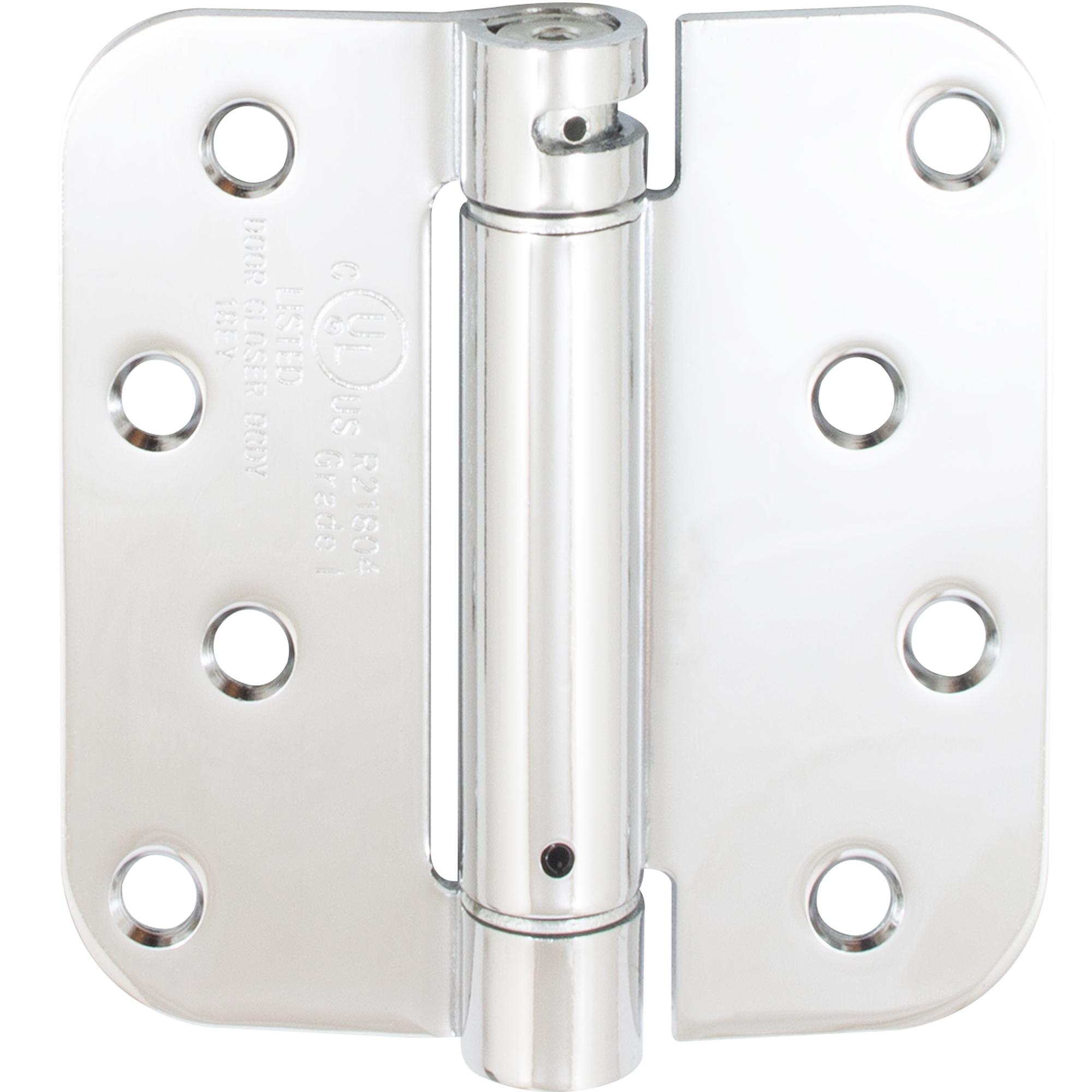 Stone Harbor Hardware Self-Closing Door Hinge, 4 Inches, 5/8" Radius Corner, Polished Chrome