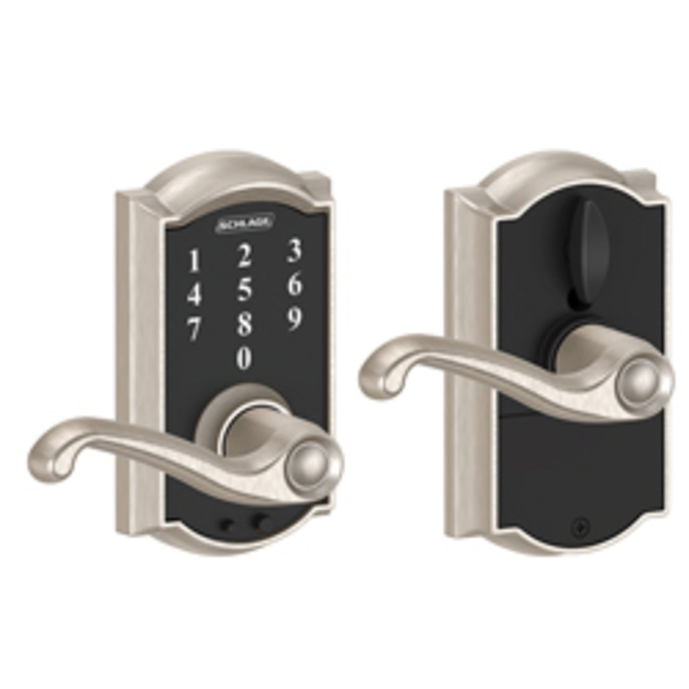 FE695CAM619FLA 16-086 10-027 Flair / Camelot Touch Keyless Lever - Satin Nickel