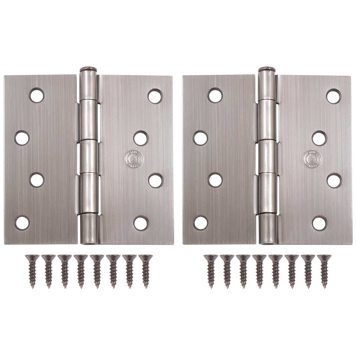 Stone Harbor Hardware 4" Door Hinges, Square Corner, Antique Nickel, 2-Pack