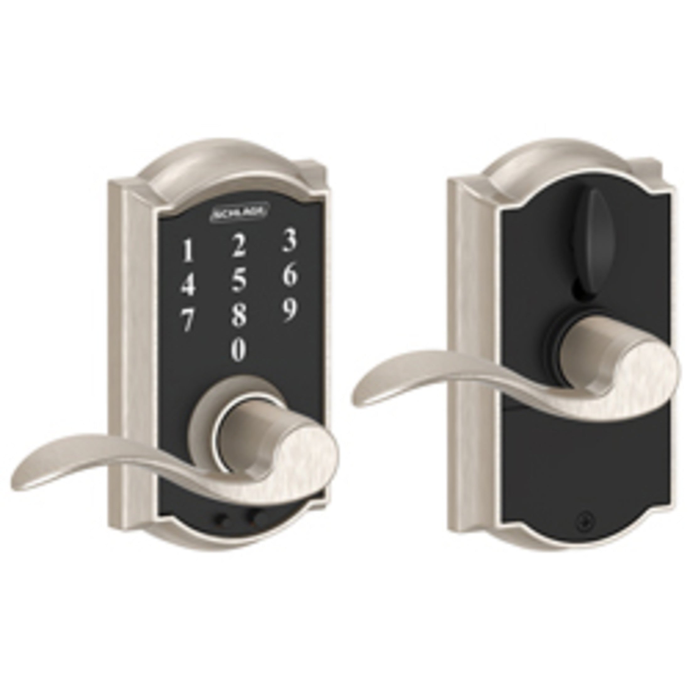 FE695CAM619ACC 16-086 10-027 Accent / Camelot Touch Keyless Lever - Satin Nickel