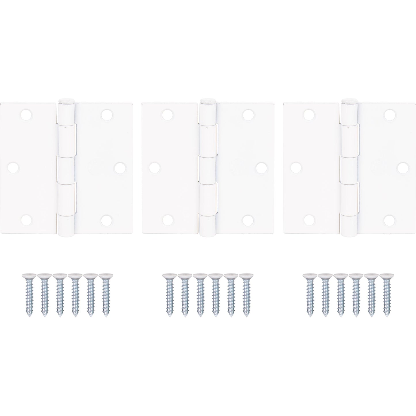 Stone Harbor Hardware 3-1/2" Door Hinges, Square Corner, White, 3-Pack