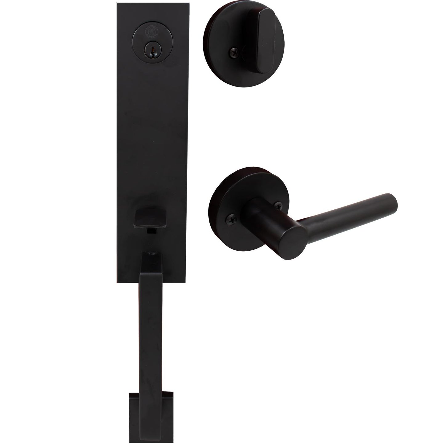 Stone Harbor Hardware Munich Handleset, Zurich Interior Trim, SC Keyway, Matte Black