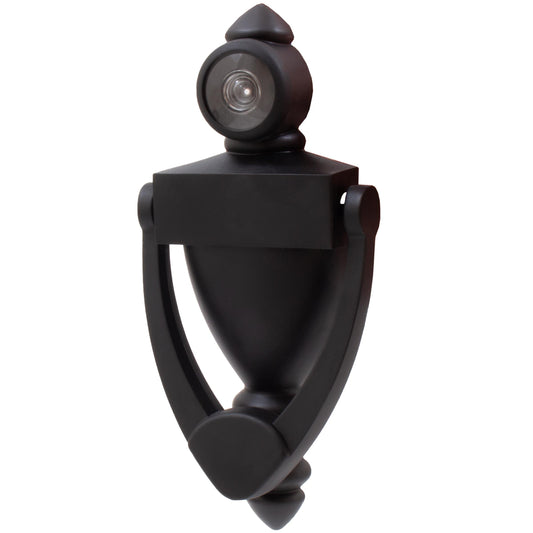 Stone Harbor Hardware Door Knocker with 180° Viewer, 5 Inches, Matte Black