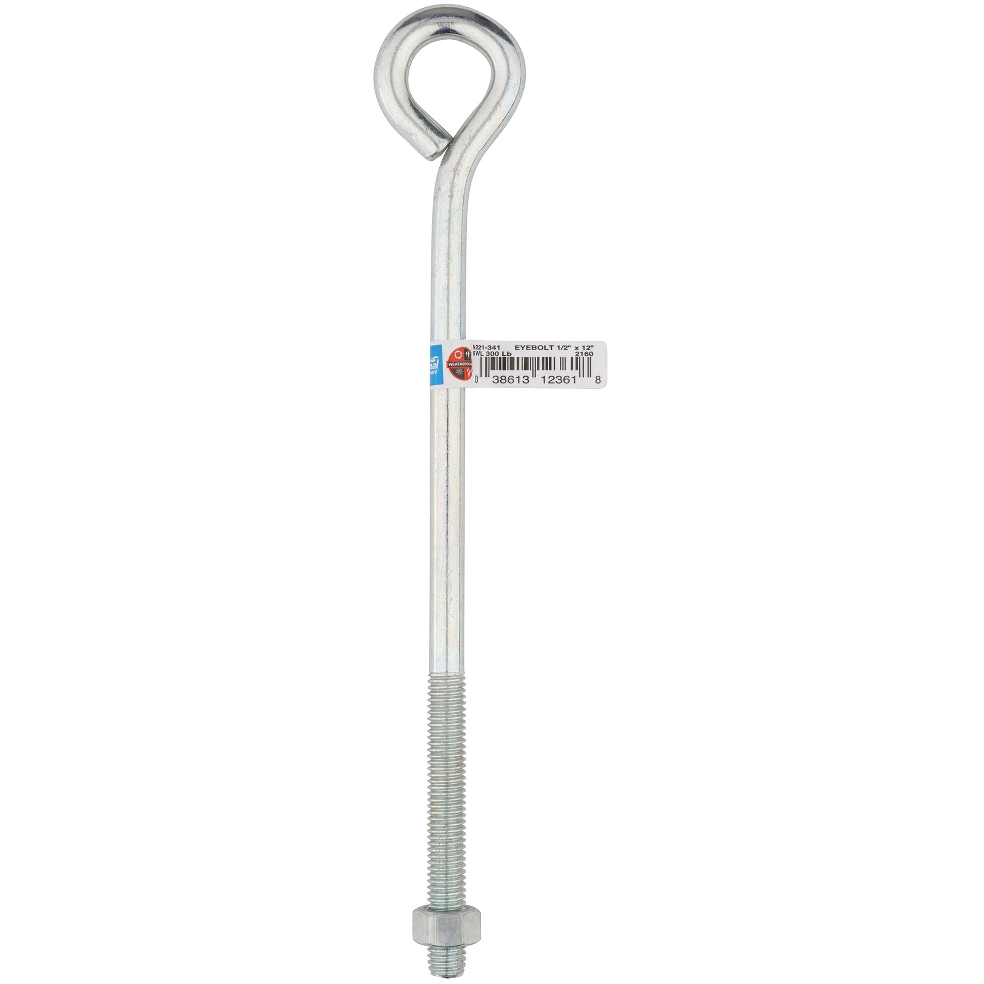 National Hardware - N221-341 2160BC, 1/2" x 12" Eye Bolt in Zinc Plated