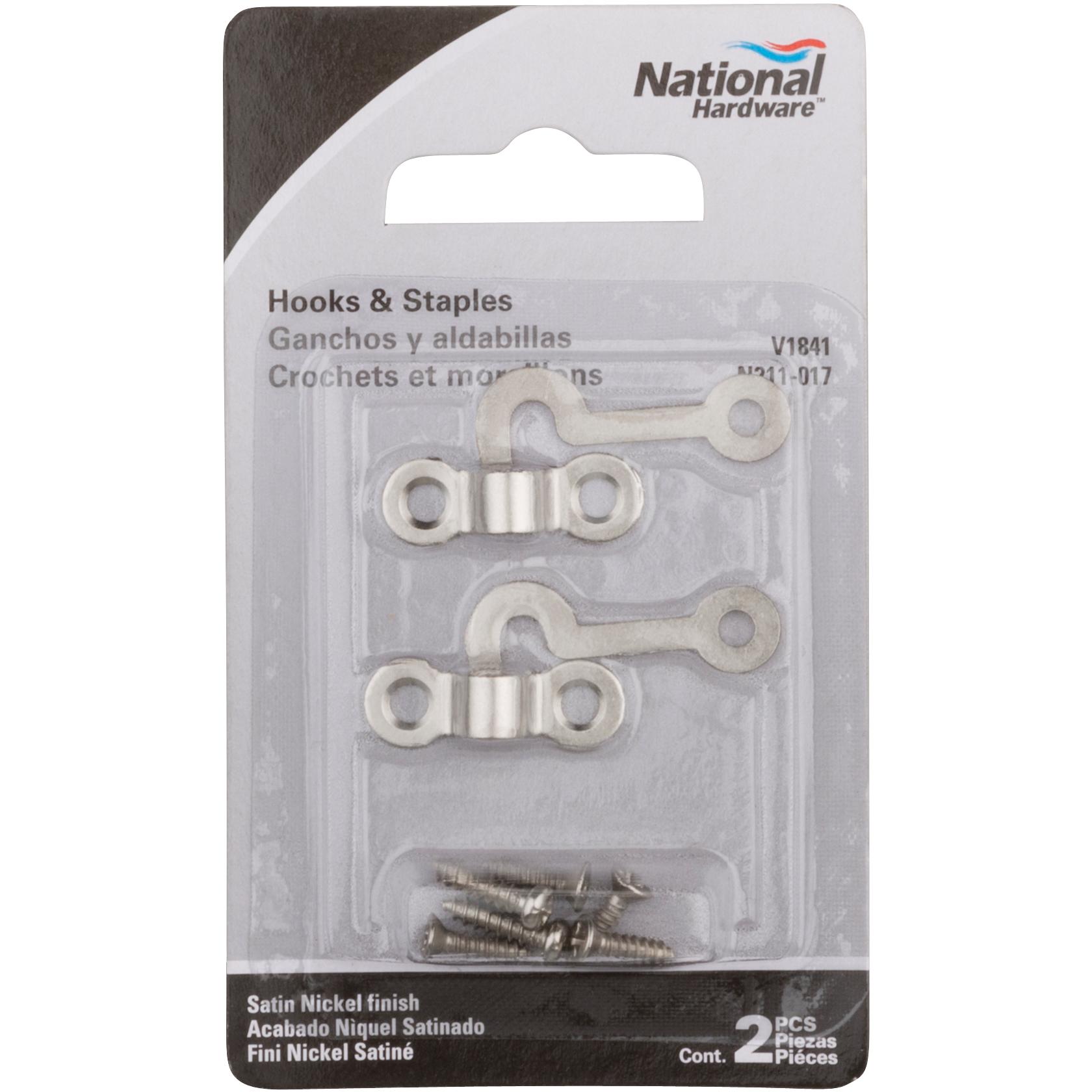 National Hardware - N211-017 V1841 Hooks and Staples - Satin Nickel, 2 pack