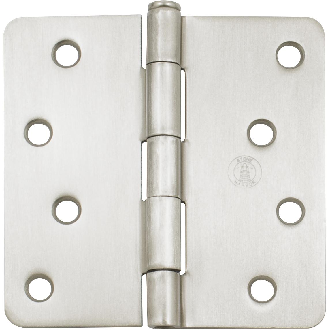 Stone Harbor Hardware 4" Door Hinges, 1/4" Radius Corner, Satin Nickel, 2-Pack