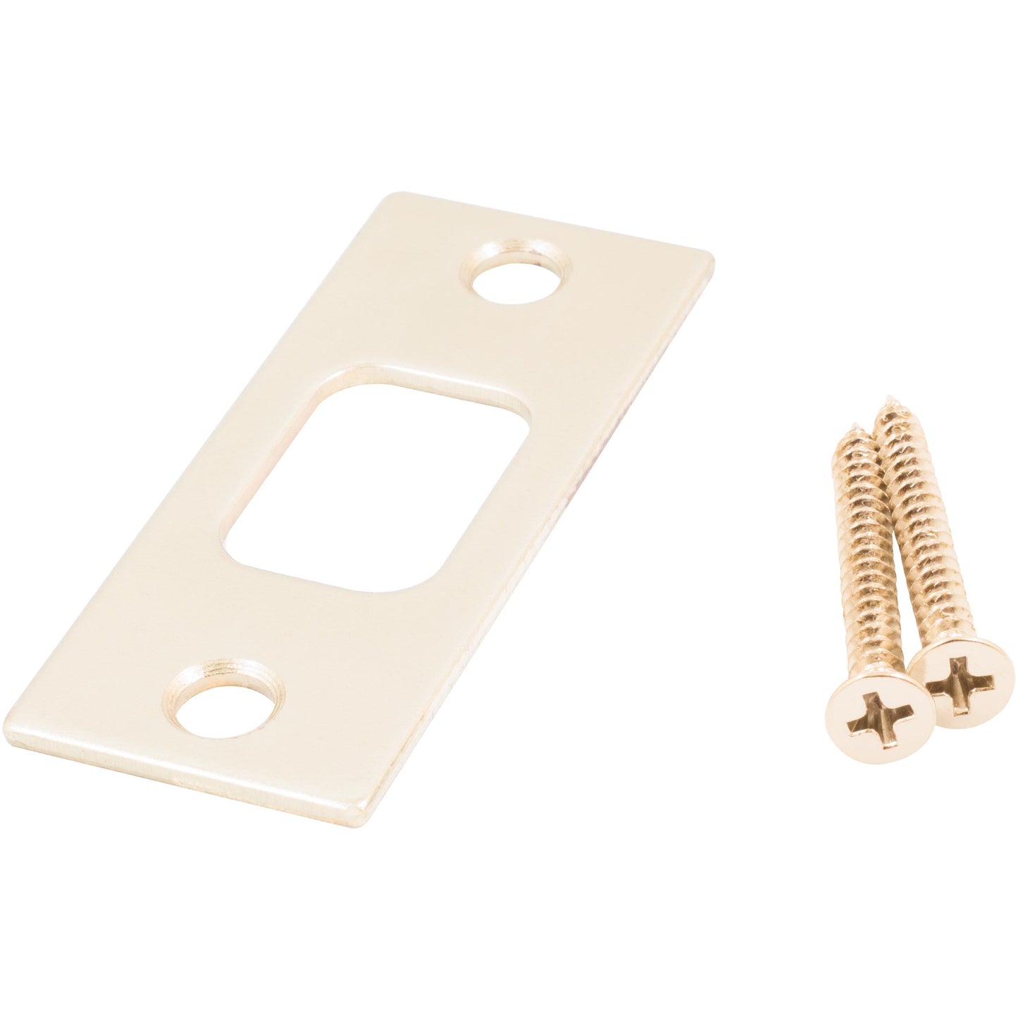 Stone Harbor Hardware Square Corner Deadbolt Strike Plate, 1-1/8" x 2-3/4", 2-1/8" Center-to-Center, Polished Brass