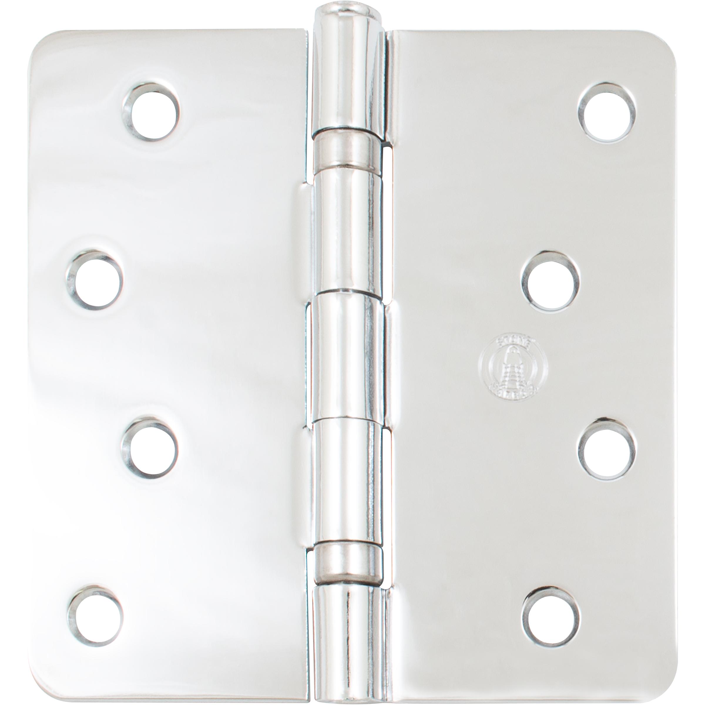 Stone Harbor Hardware 4" Ball-Bearing Door Hinges, 1/4" Radius Corner, Polished Chrome, 2-Pack
