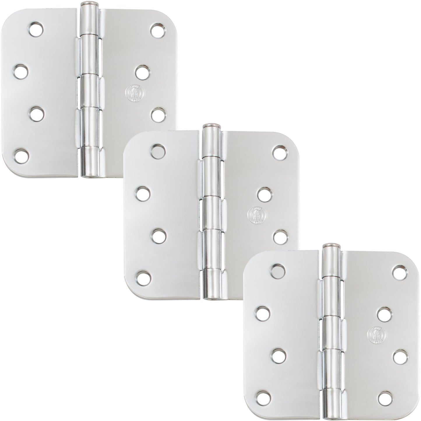 Stone Harbor Hardware 4" Door Hinges, 5/8" Radius Corner, Polished Chrome, 3-Pack