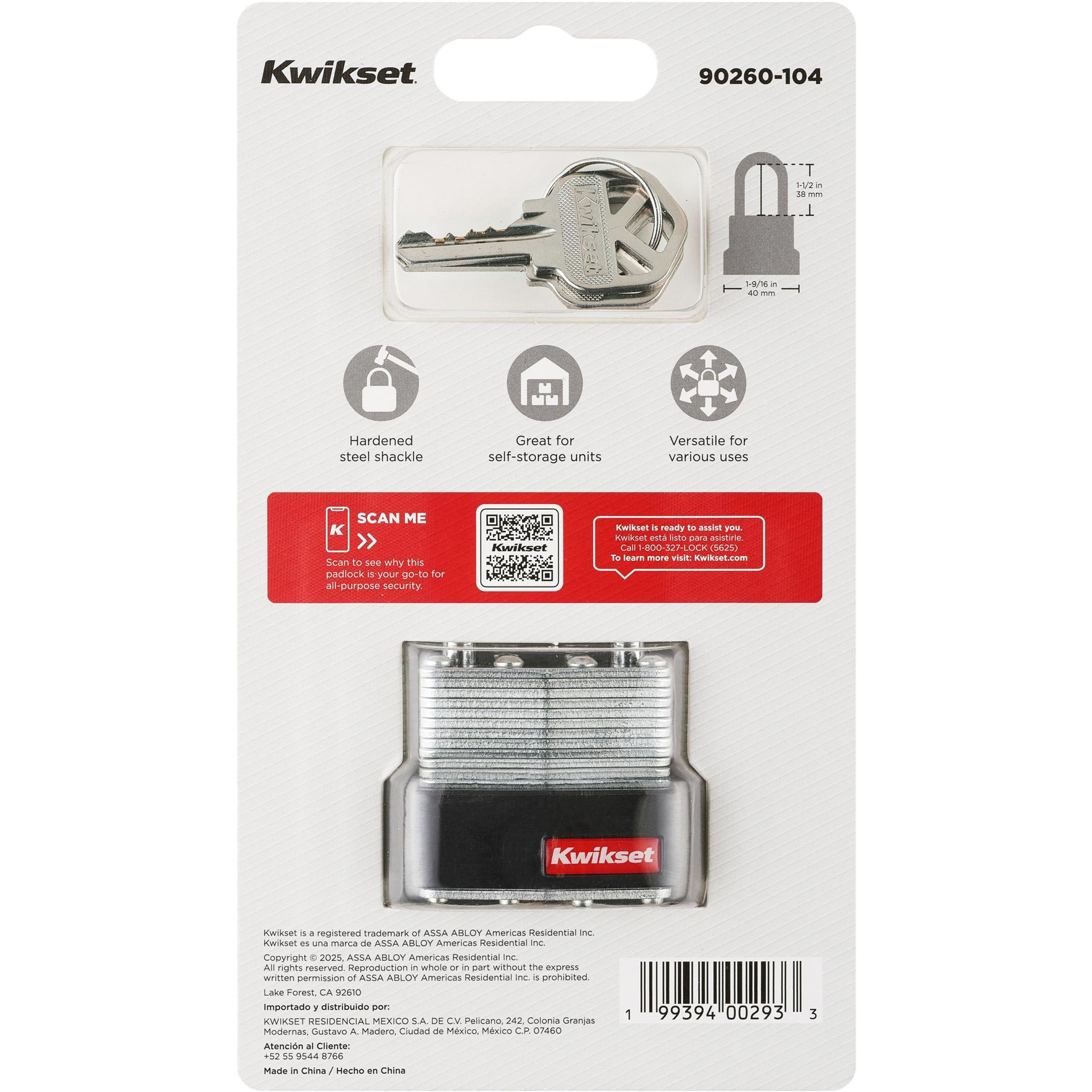 Kwikset 1-9/16" Laminated Padlock with 1-1/2" Shackle