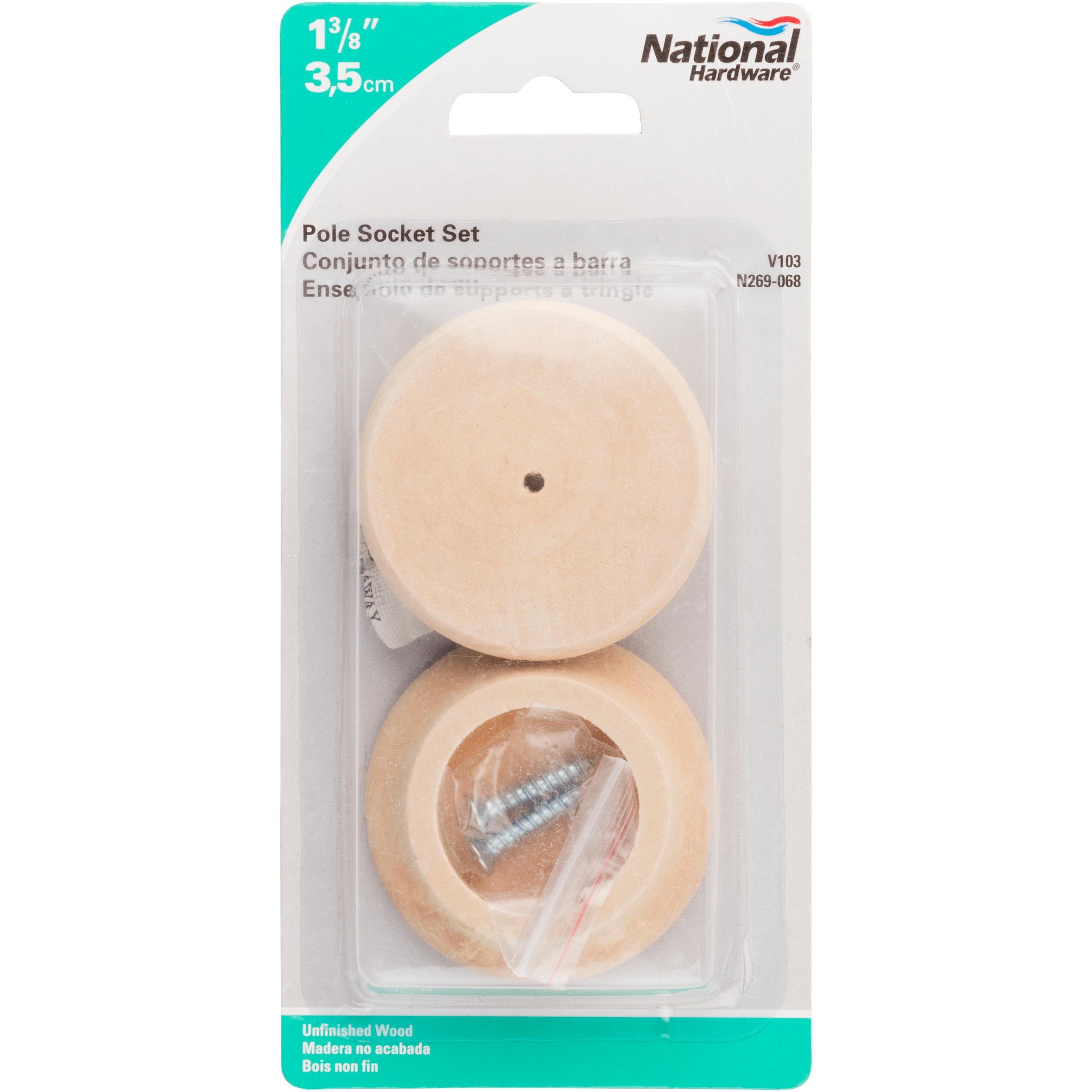 V103 1-3/8" Natural Wood Pole Socket Set - Brown