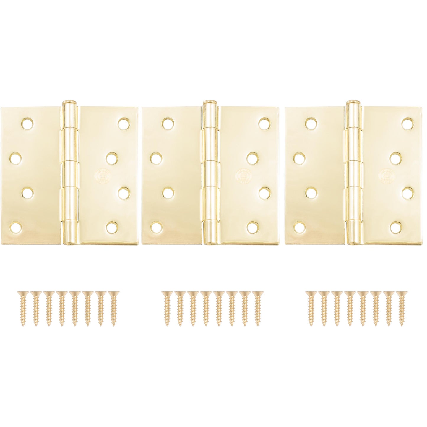 Stone Harbor Hardware 4" Door Hinges, Square Corner, Polished Brass, 3-Pack
