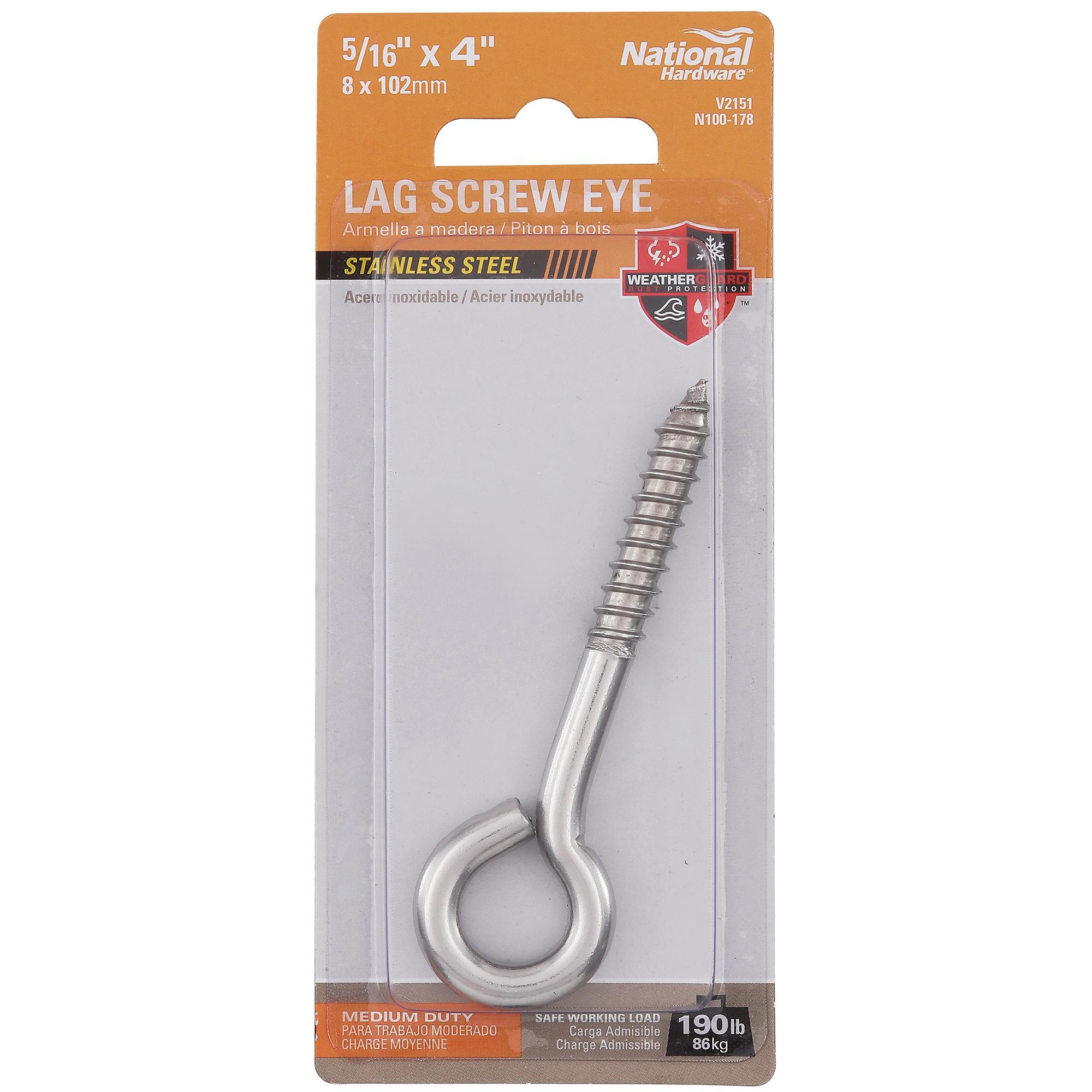 National Hardware - N100-178 V2151 5/16" x 4" Lag Screw Eyes in Stainless Steel