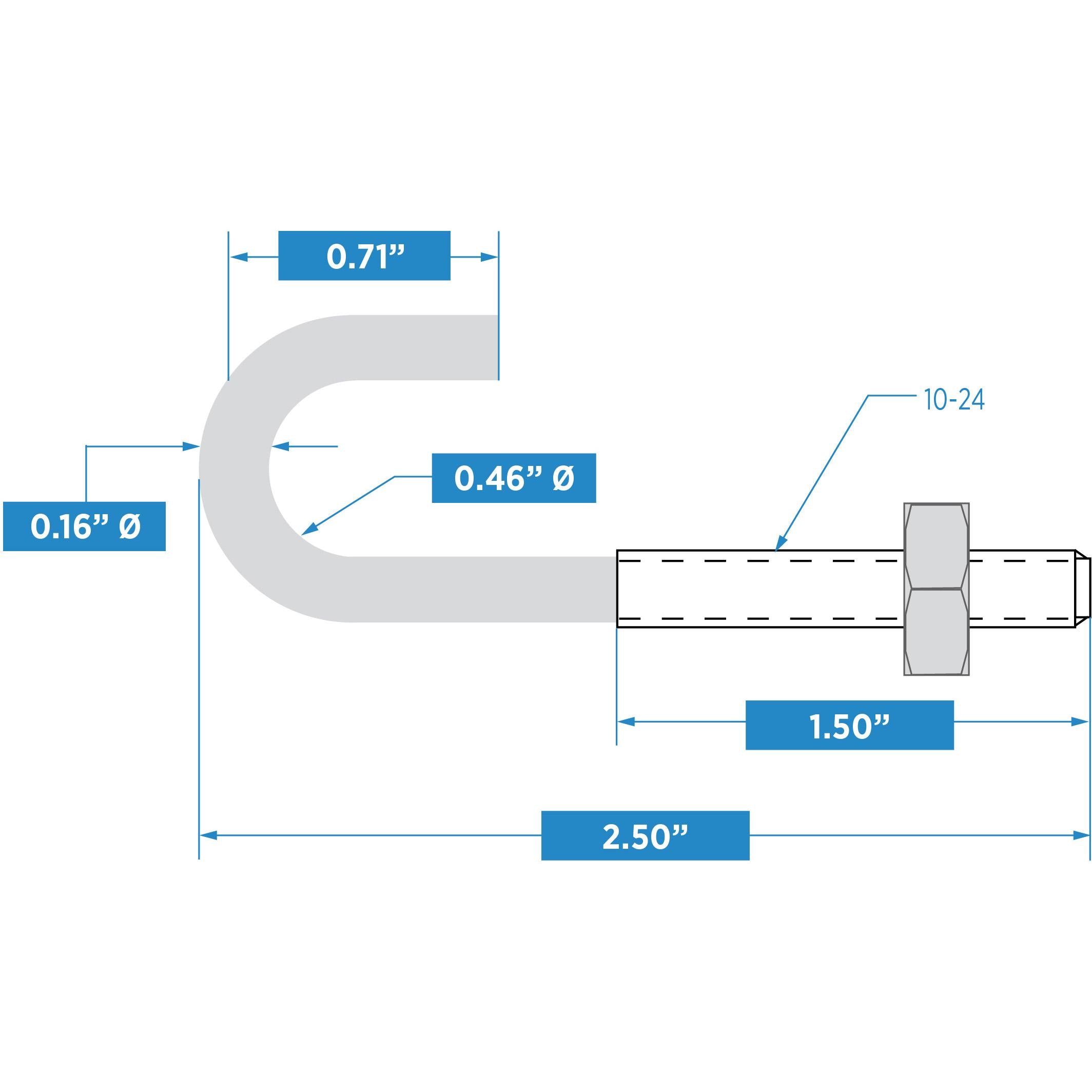 2195BC 3/16" x 2-1/2" J-Bolt - Zinc Plated