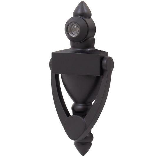 Stone Harbor Hardware Door Knocker with 160° Viewer, 4 Inches, Matte Black