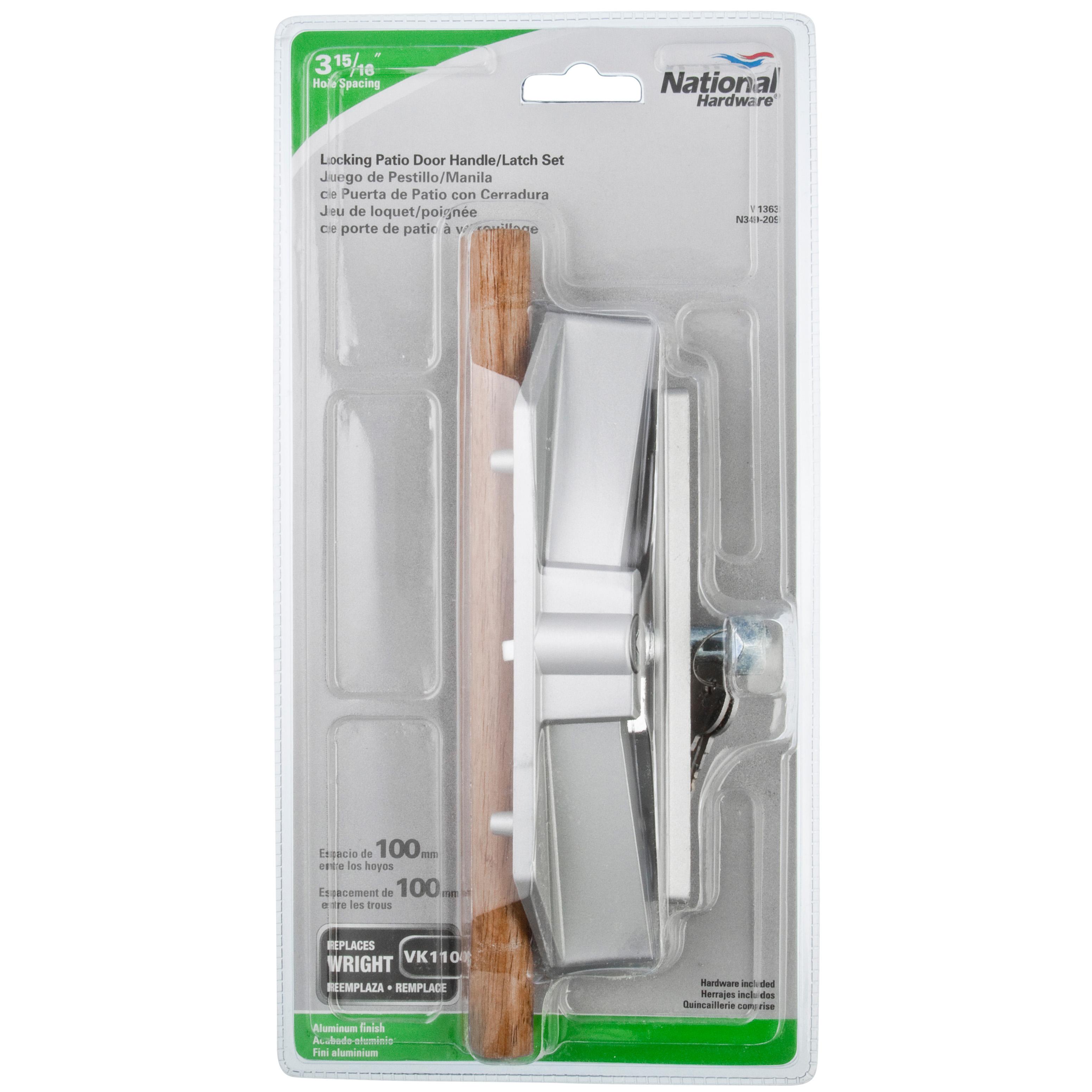 National Hardware - N349-209 V1363, 3-15/16" Patio Door Locking Handle/Latch Set in Aluminum