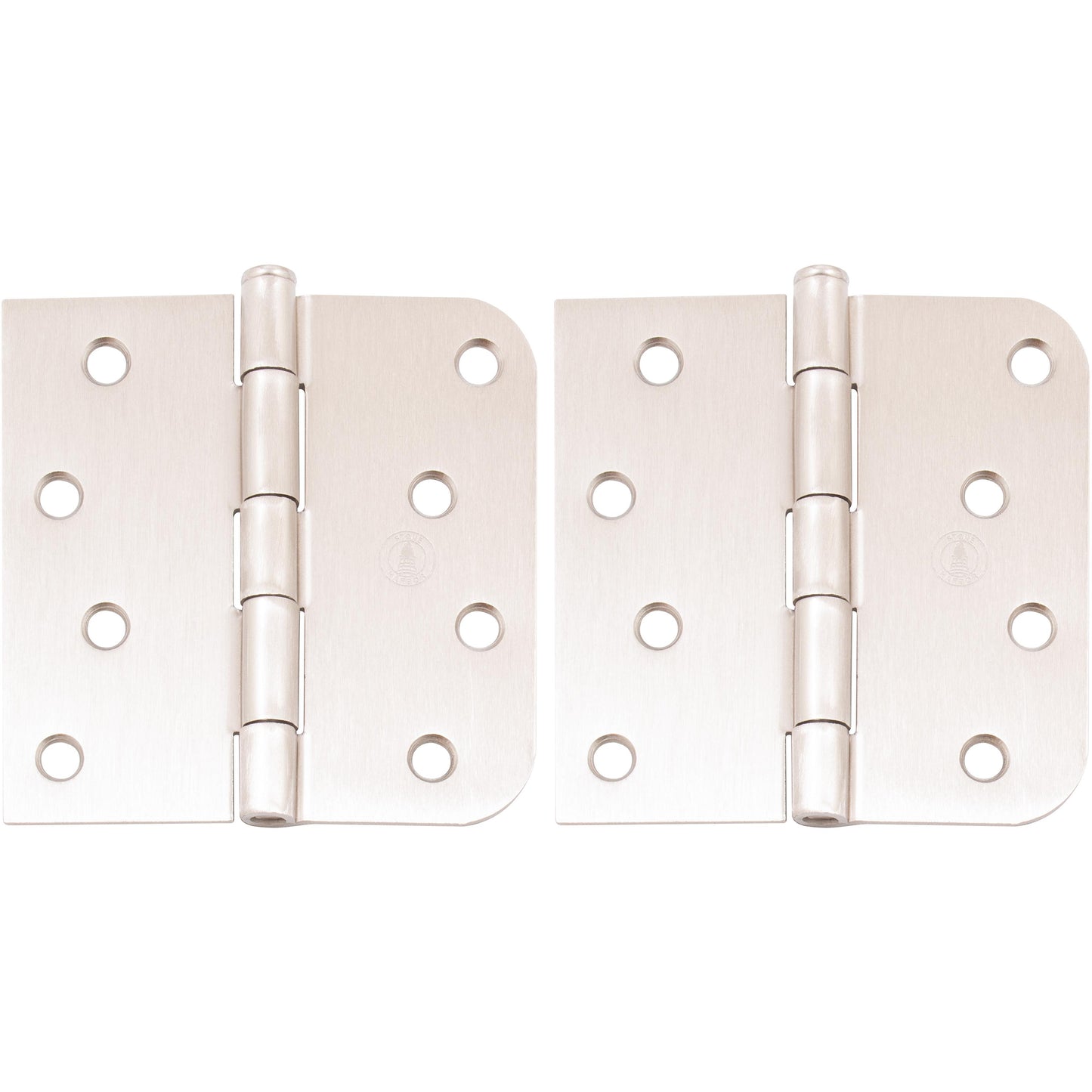 Stone Harbor Hardware Standard Hinge, 4 Inches, 5/8" Radius Corner, 2-Pack, Satin Nickel