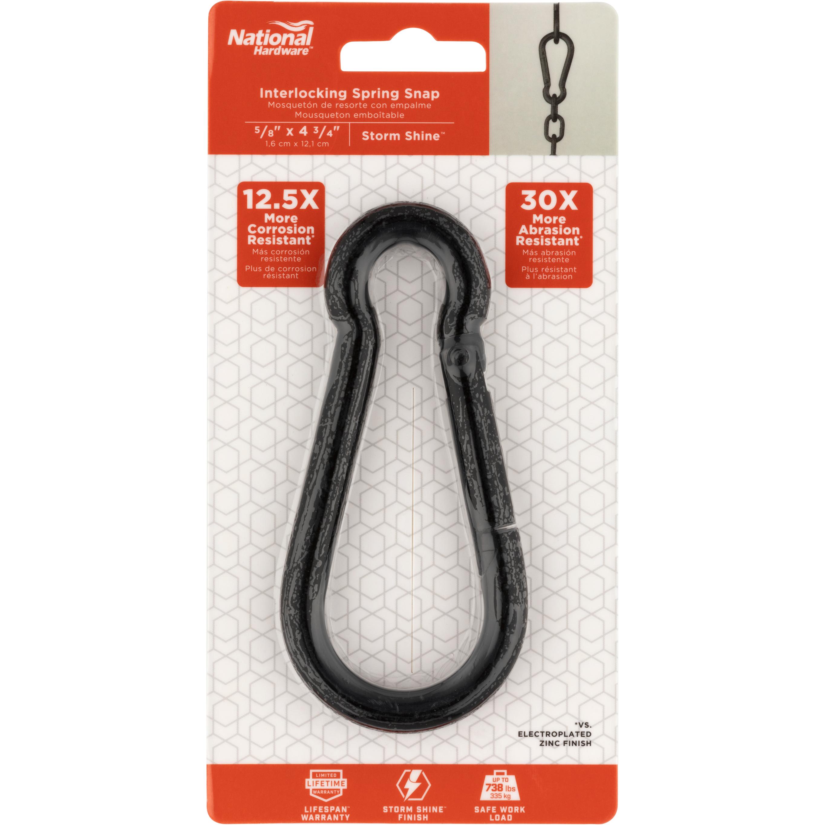 National Hardware - N820-094 V3112, Interlocking Spring snap, 5/8" X 4-3/4", Black