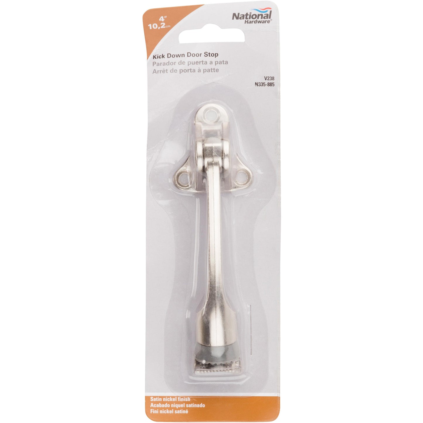 National Hardware - V238 4” Kickdown Door Stop - Satin Nickel