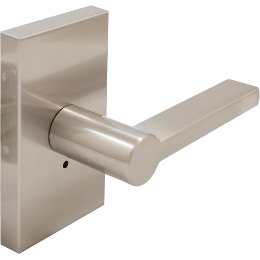 Stone Harbor Hardware Vienna Door Lever with Rectangular Rosette, Privacy (Bed/Bath) Latch, Satin Nickel