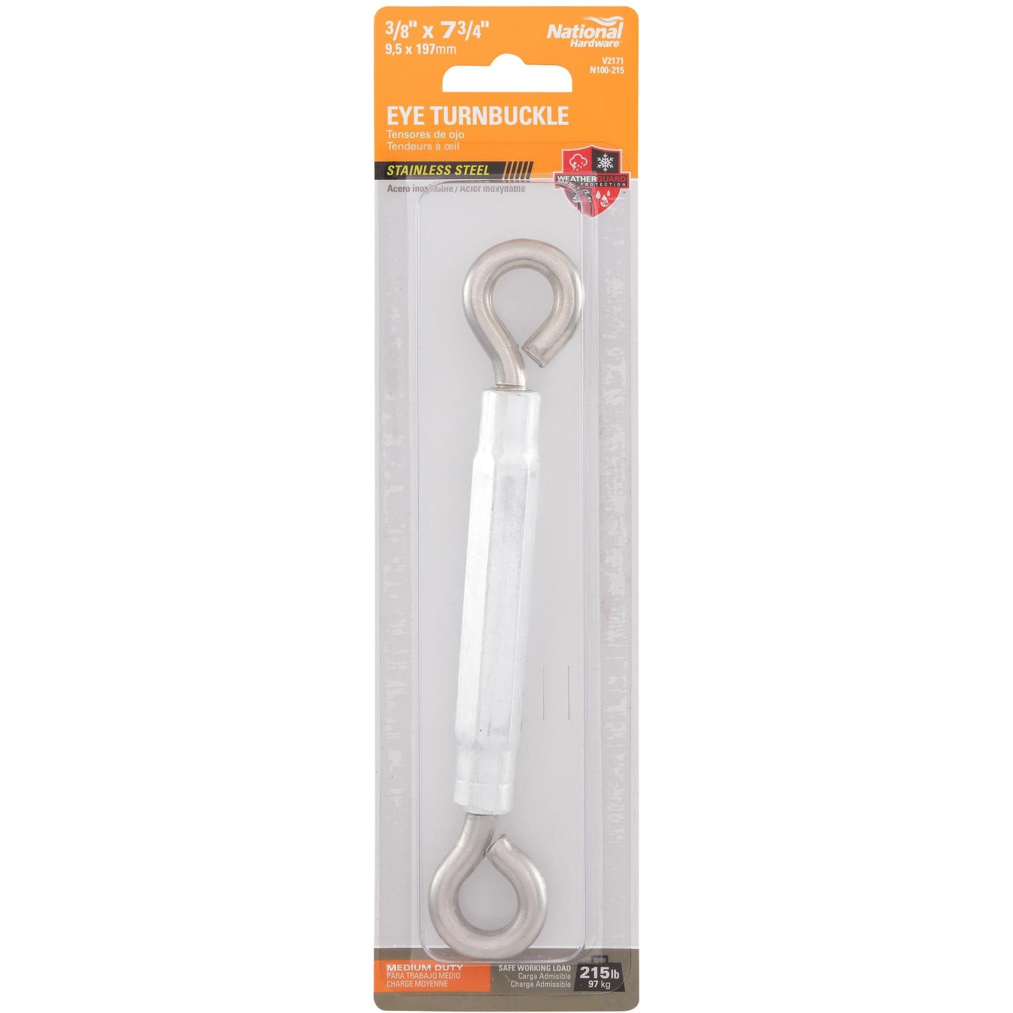 V2171 3/8" x 7-3/4" Eye / Eye Turnbuckle - Stainless Steel