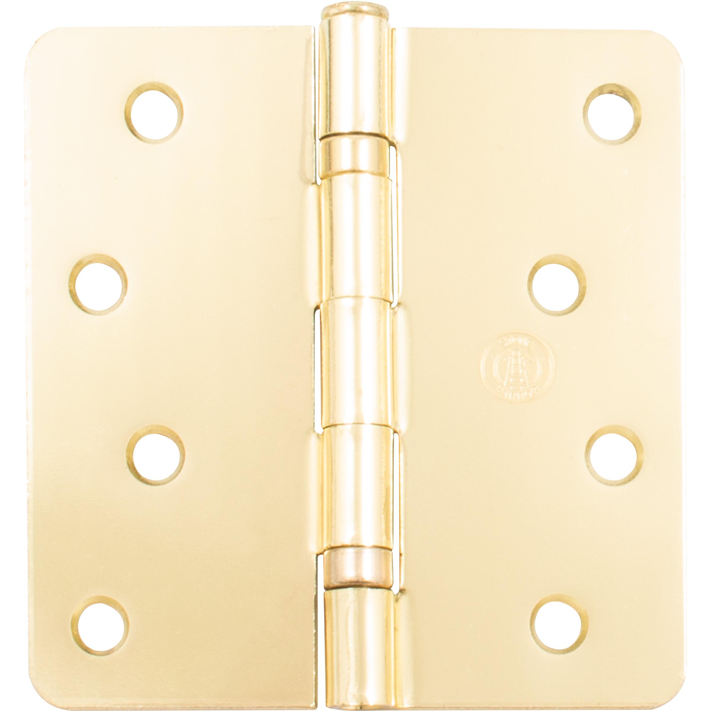 Stone Harbor Hardware 4" Ball-Bearing Door Hinges, 1/4" Radius Corner, Polished Brass, 3-Pack