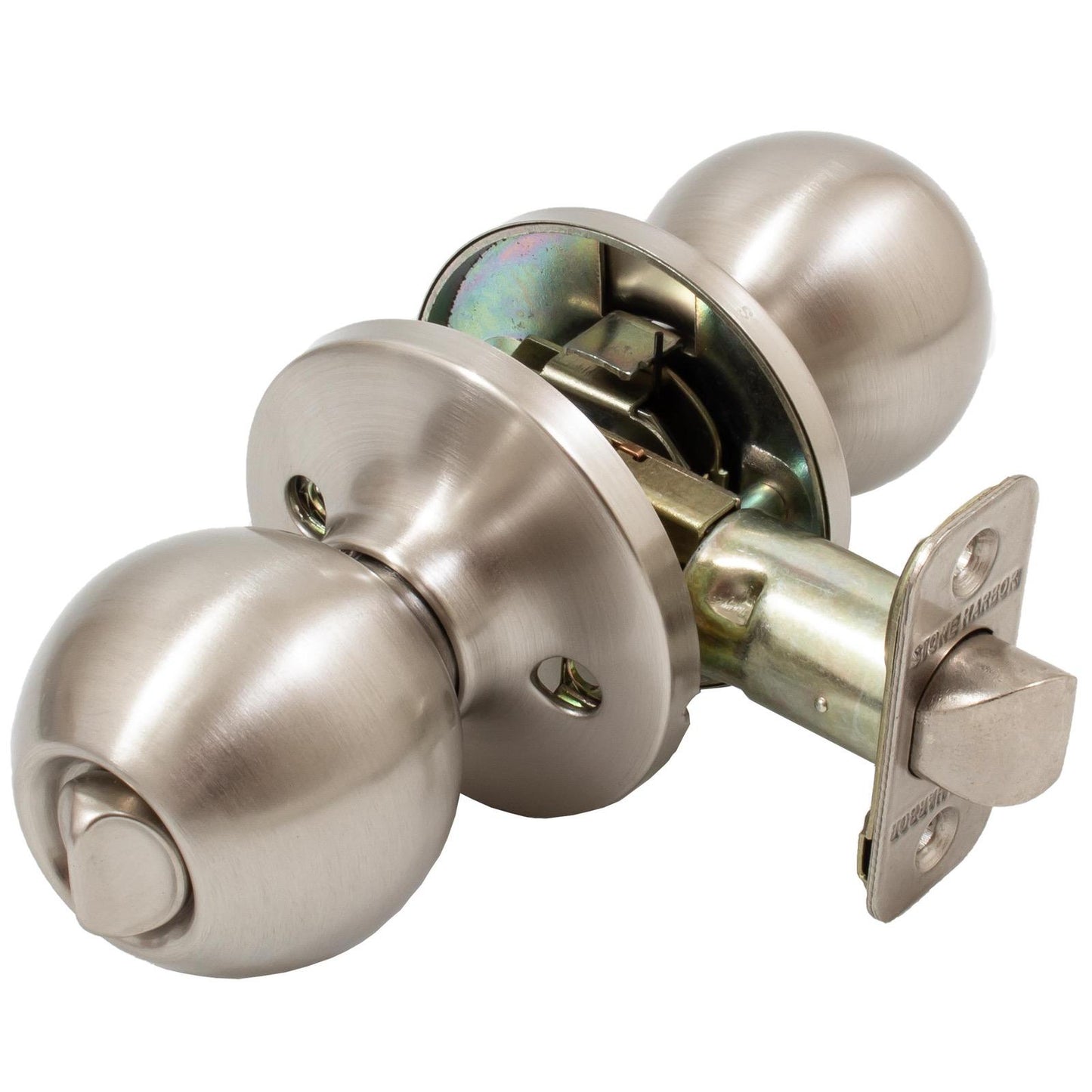 Stone Harbor Hardware Ball Door Knob, Privacy (Bed/Bath) Latch, Satin Nickel