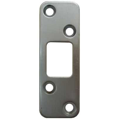 Stone Harbor Hardware Round Corner Deadbolt Strike Plate, 1-1/4" x 3-5/8", 2-1/2" Center-to-Center, Satin Chrome