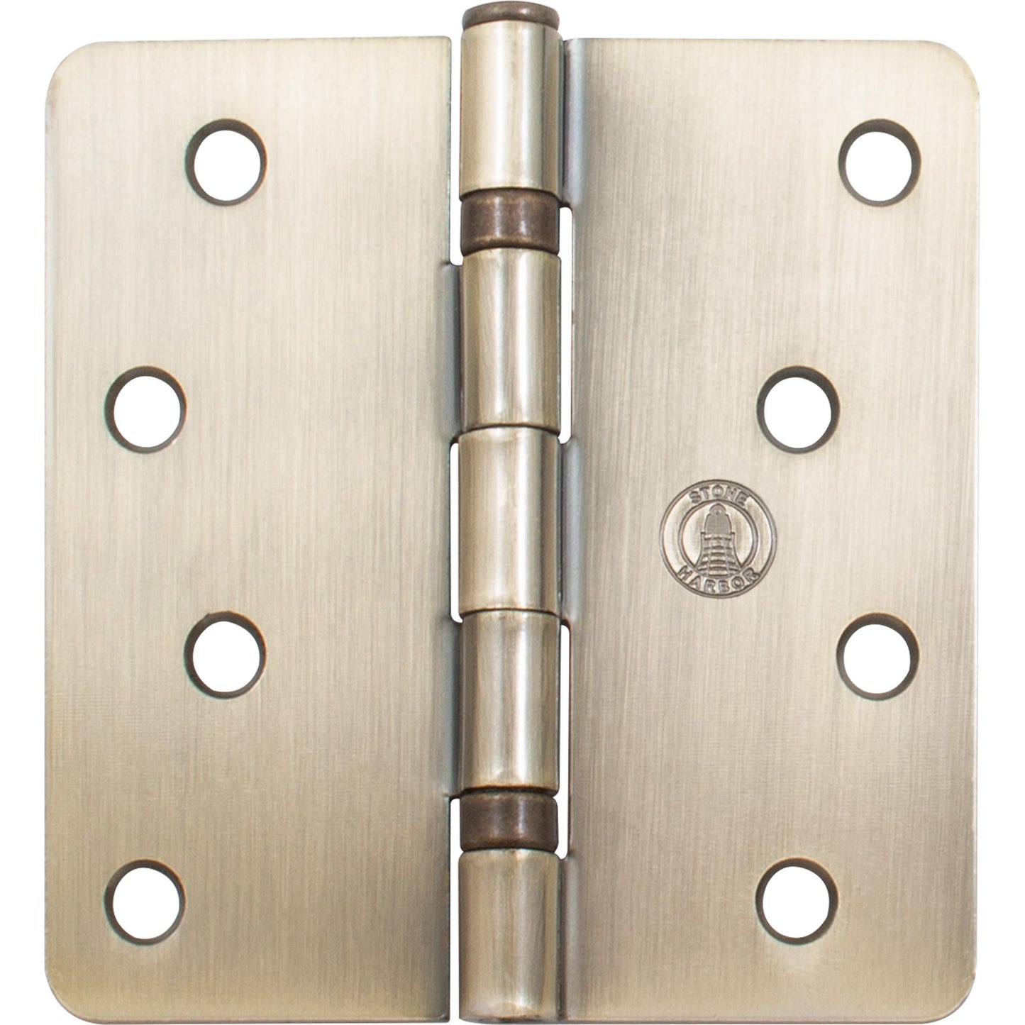 Stone Harbor Hardware 4" Ball-Bearing Door Hinges, 1/4" Radius Corner, Antique Brass, 2-Pack
