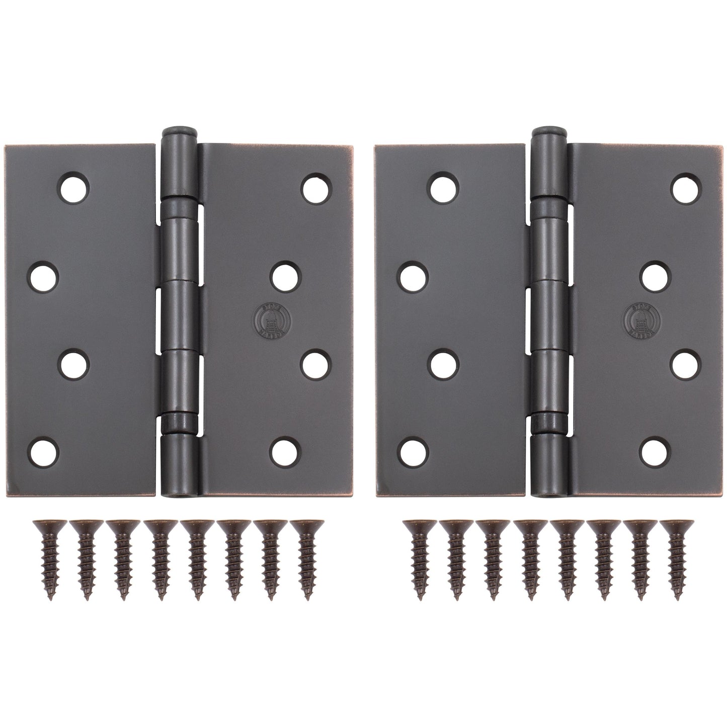 Stone Harbor Hardware 4" Ball-Bearing Door Hinges, Square Corner, Vintage Bronze, 2-Pack