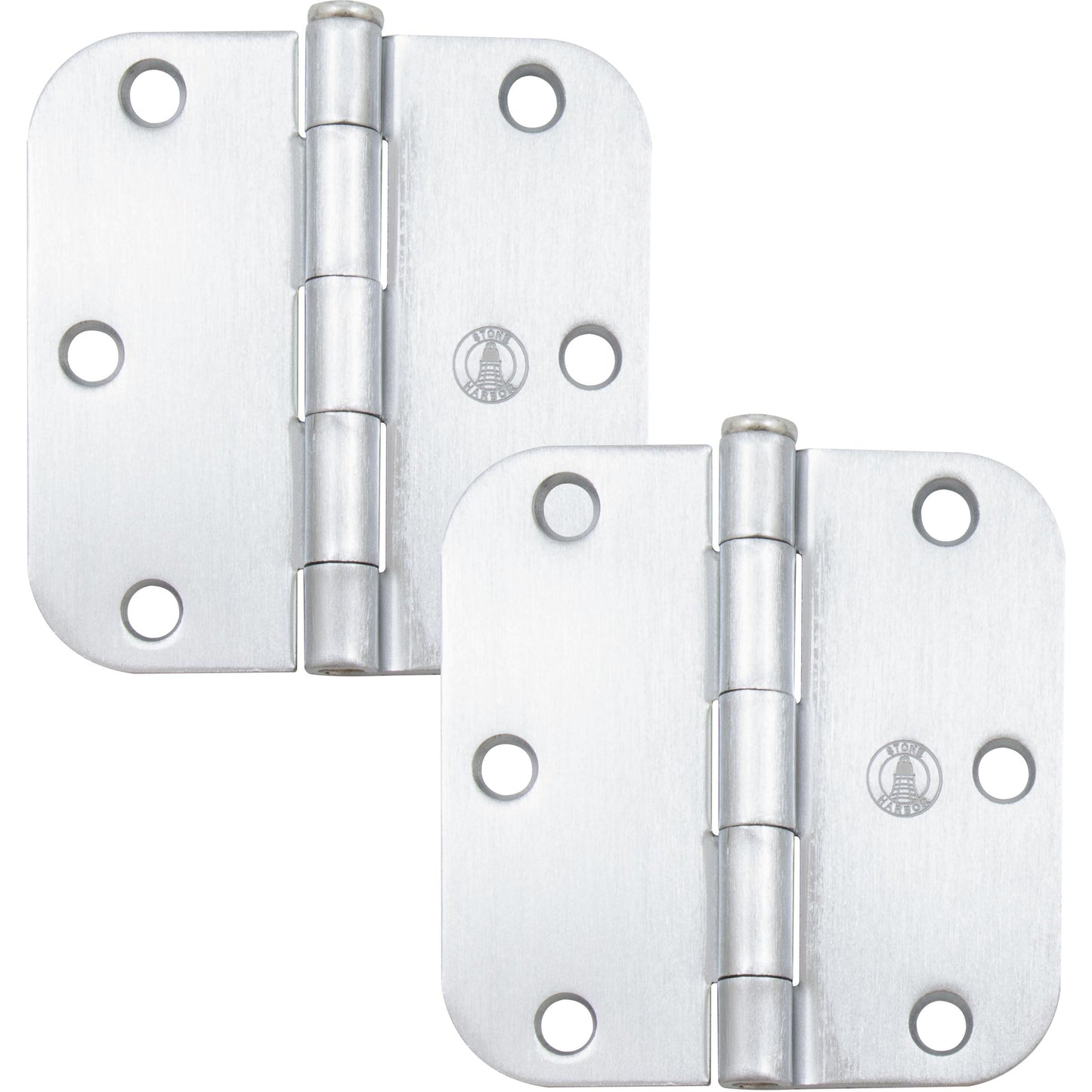 Stone Harbor Hardware 3-1/2" Door Hinges, 5/8" Radius Corner, Satin Chrome, 2-Pack