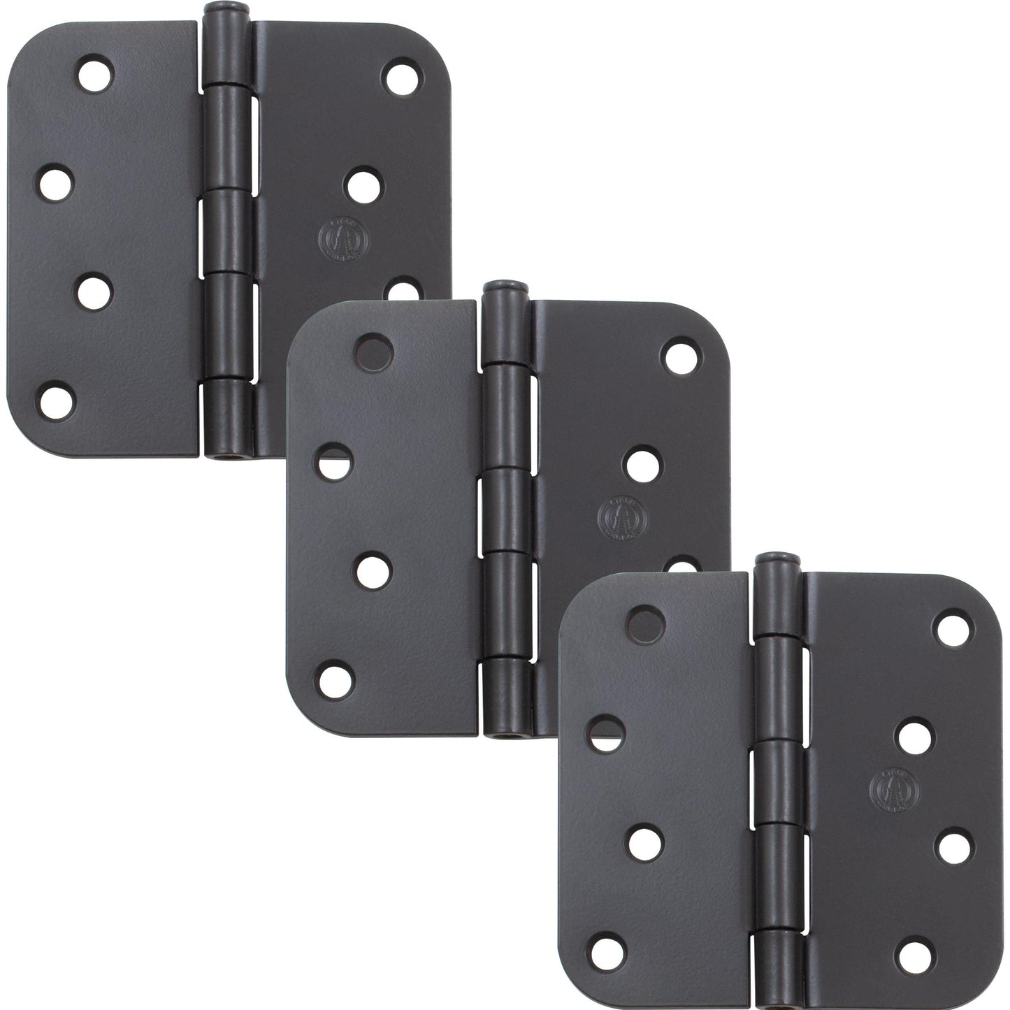 Stone Harbor Hardware 4" Door Hinges, 5/8" Radius Corner, Matte Black, 3-Pack