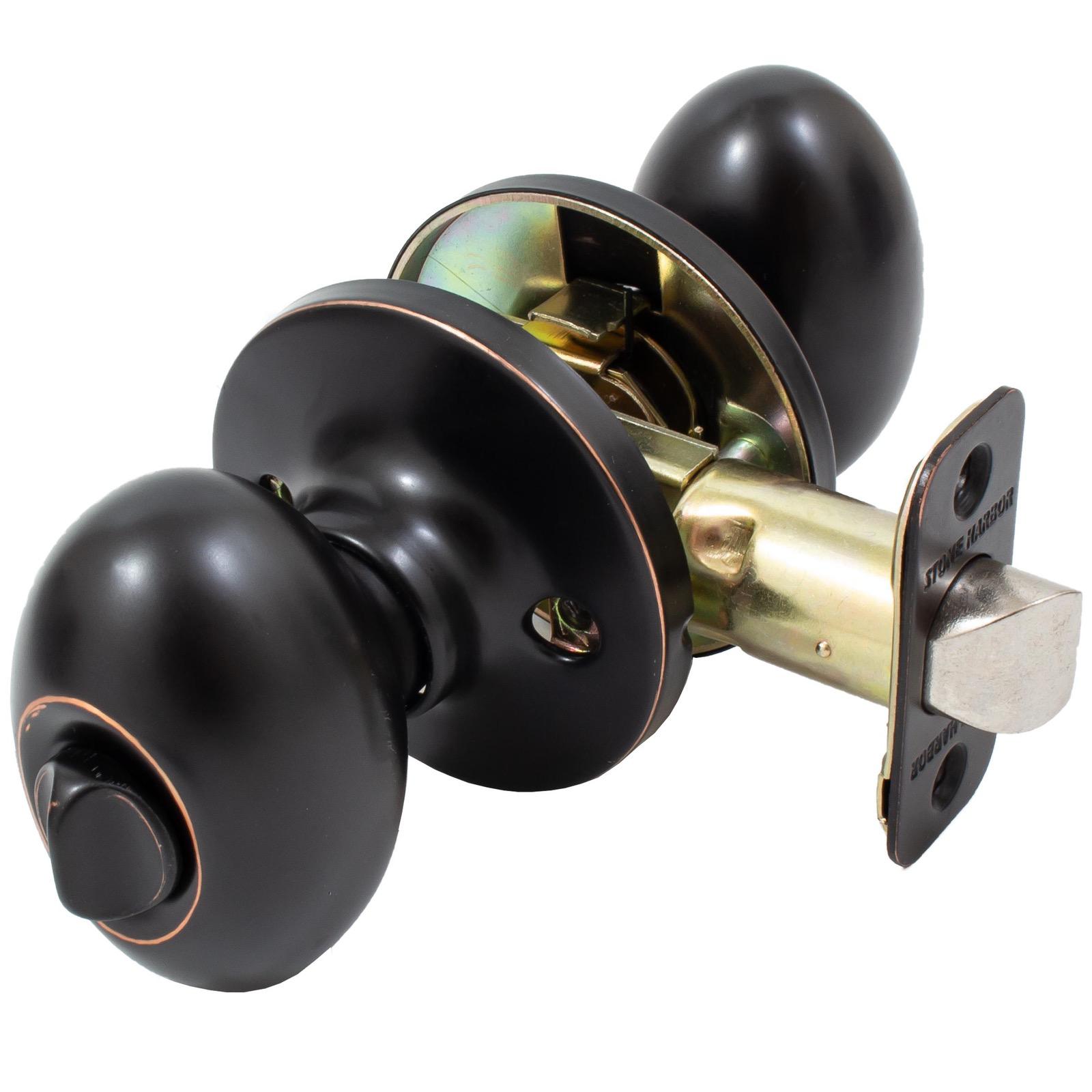 Stone Harbor Hardware Springhill Door Knob, Privacy (Bed/Bath) Latch, Vintage Bronze