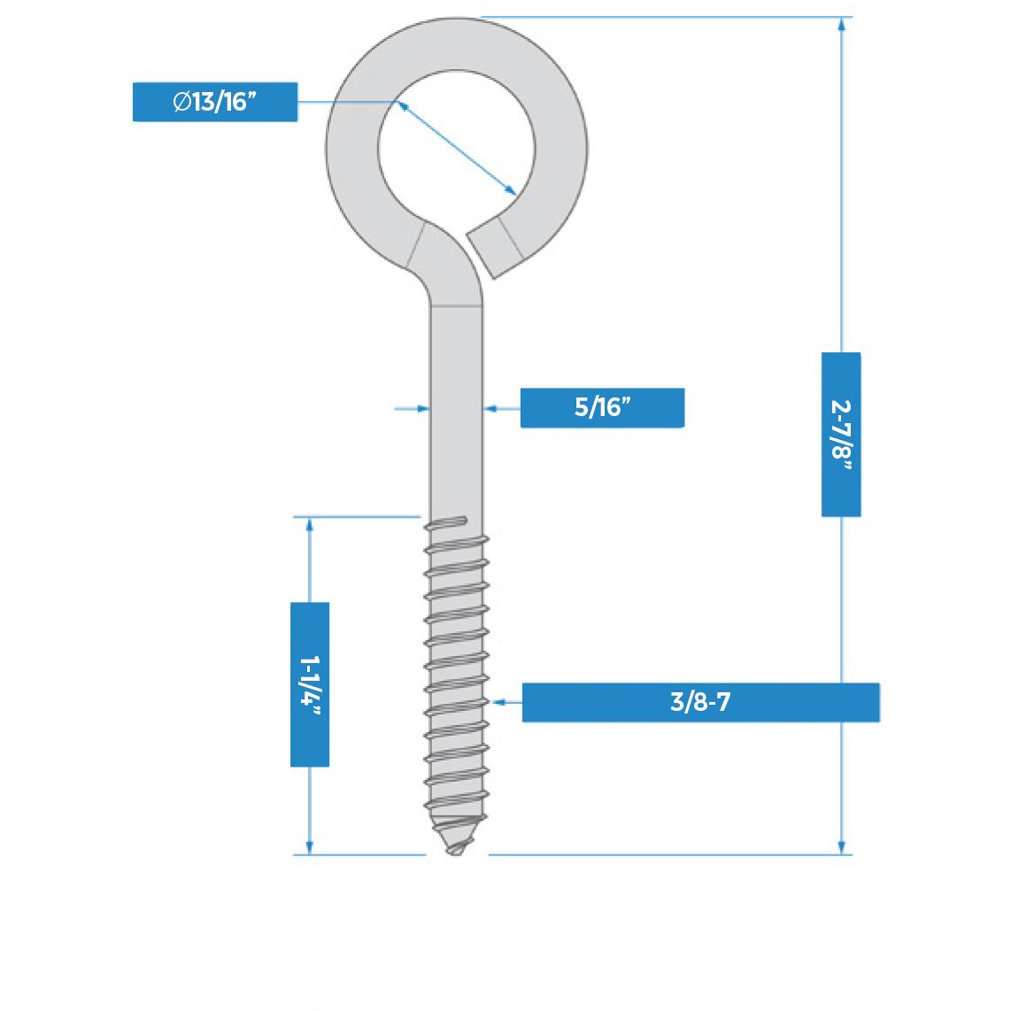 V2014 2-7/8" #0 Lag Screw Eye 2/pk - Black