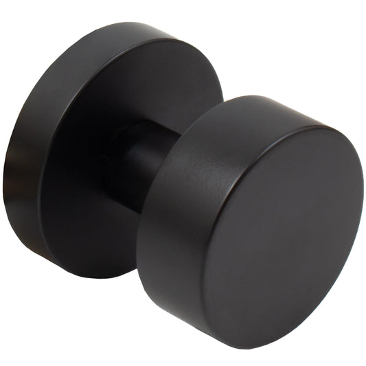 Stone Harbor Hardware Bonn Door Knob with Round Rosette, Passage (Hall/Closet) Latch, Matte Black