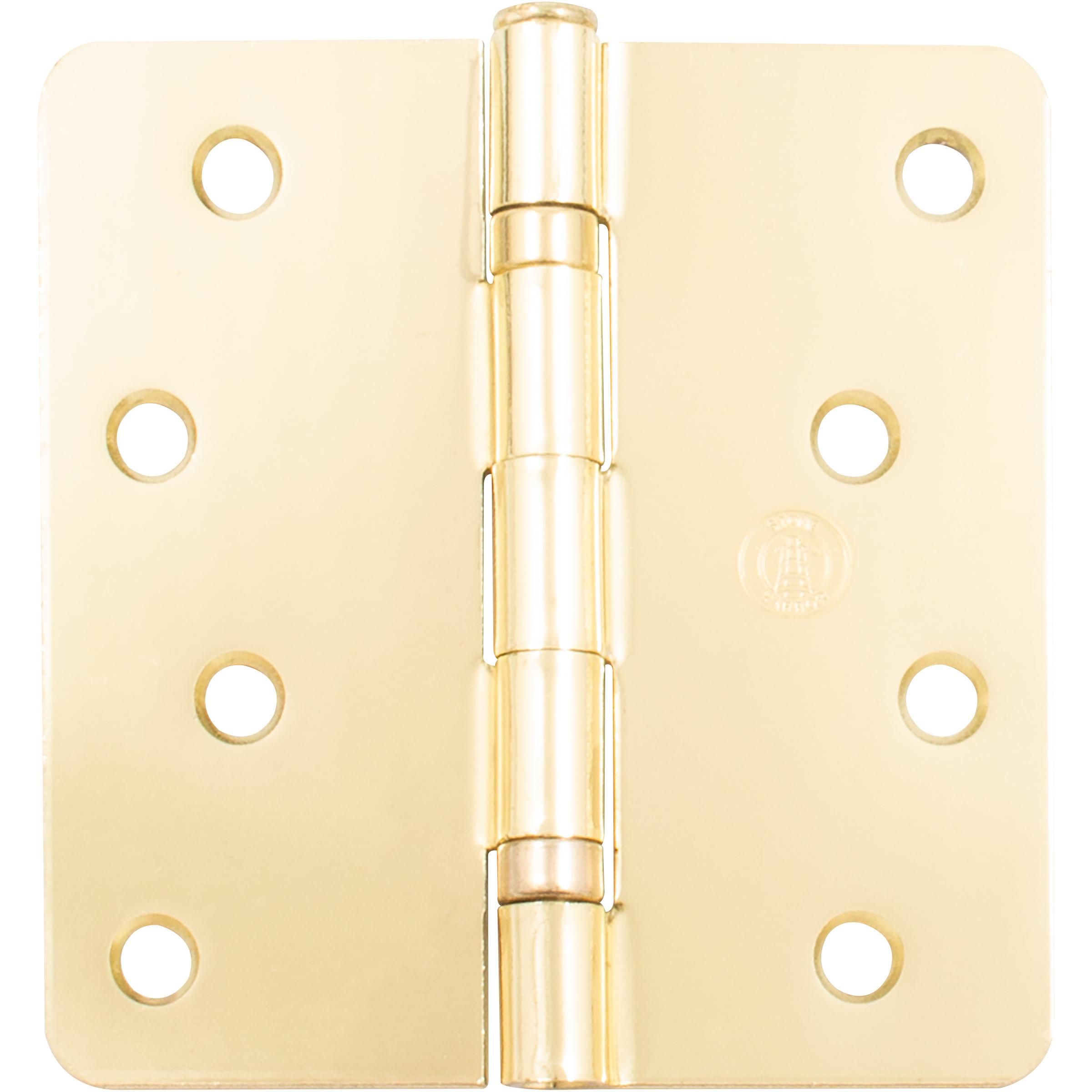 Stone Harbor Hardware 4" Ball-Bearing Door Hinges, 1/4" Radius Corner, Polished Brass, 2-Pack
