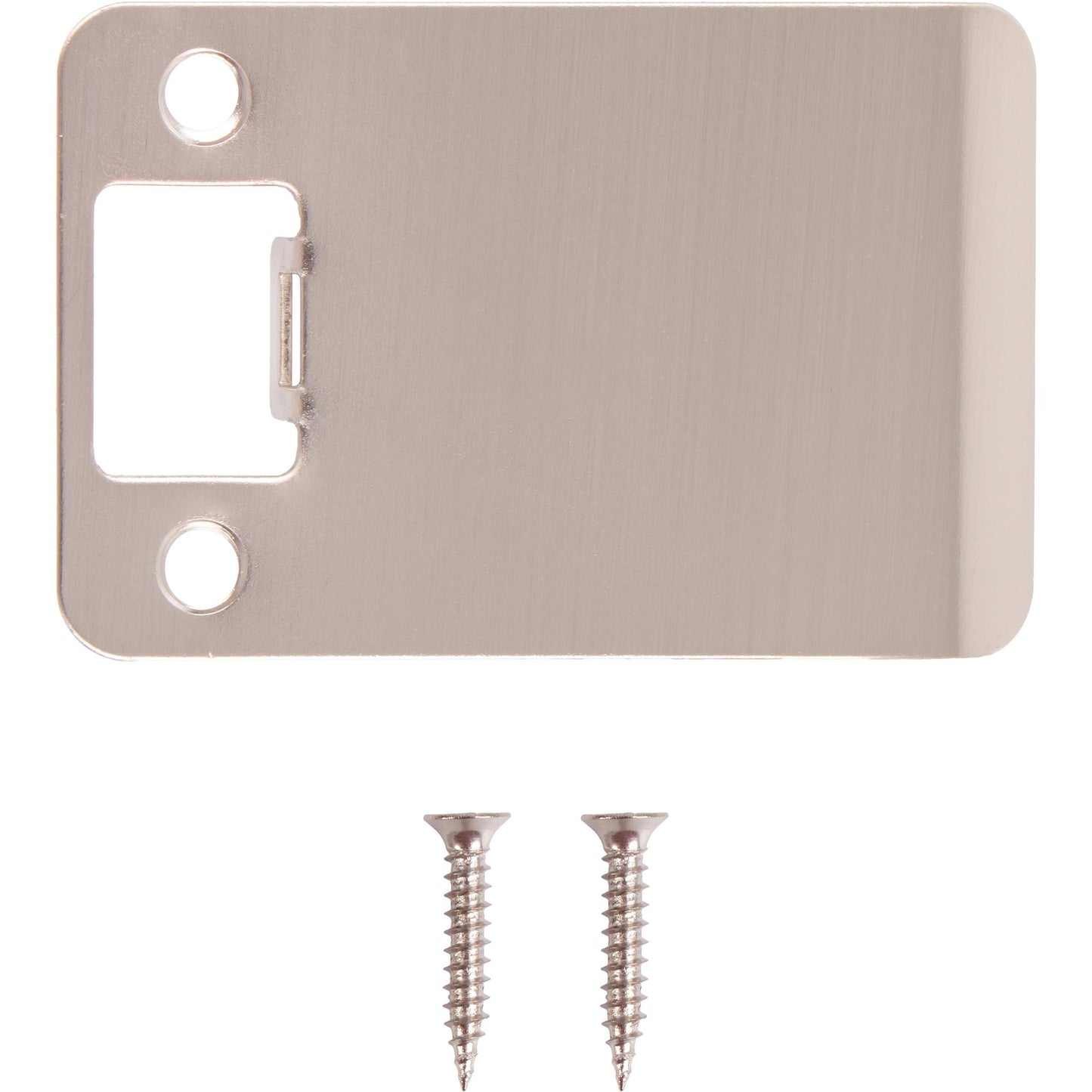 Stone Harbor Hardware Round Corner Extended Lip Strike Plate, 2-1/4" x 3", (3-1/2" Overall Length), Satin Nickel