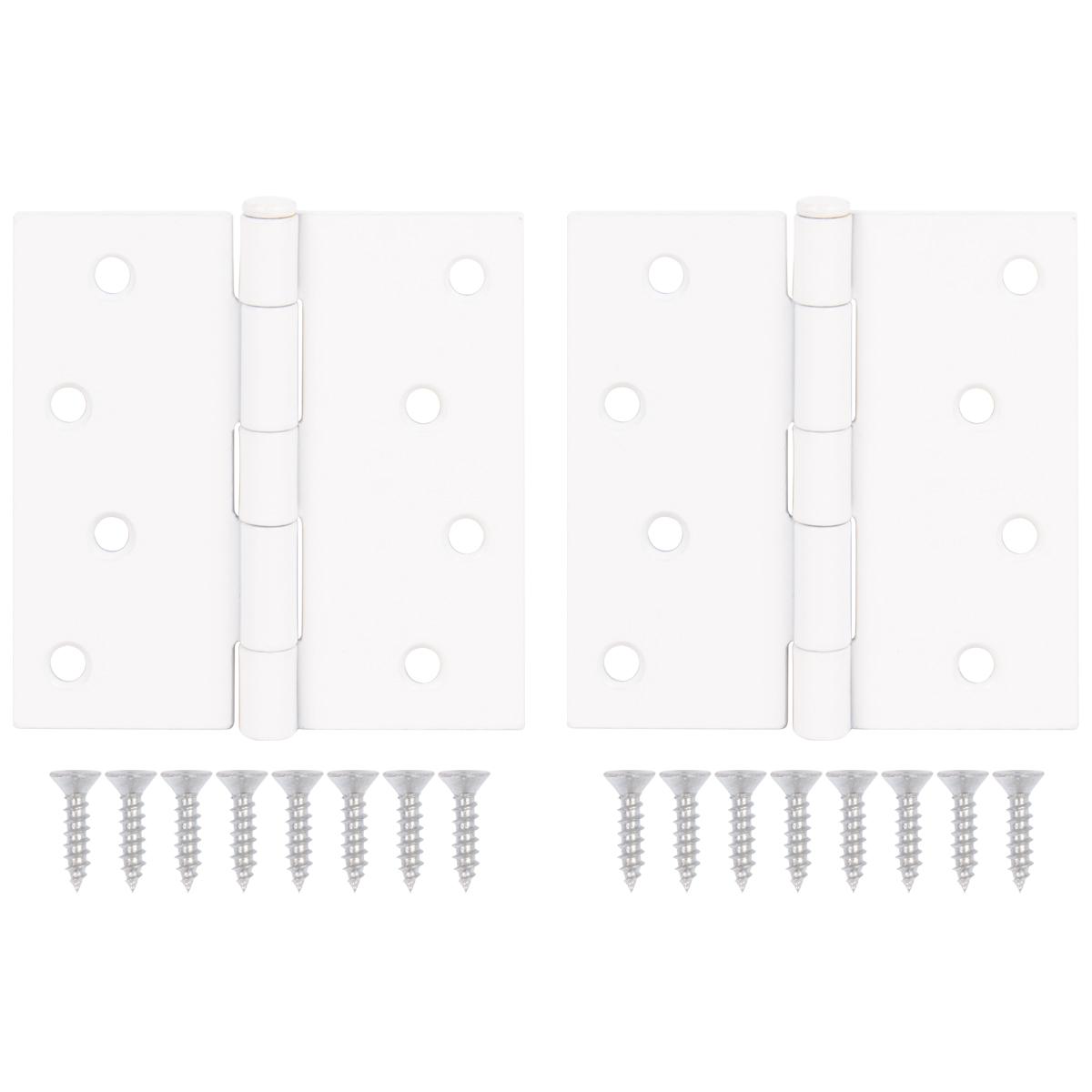 Stone Harbor Hardware 4" Door Hinges, Square Corner, White, 2-Pack