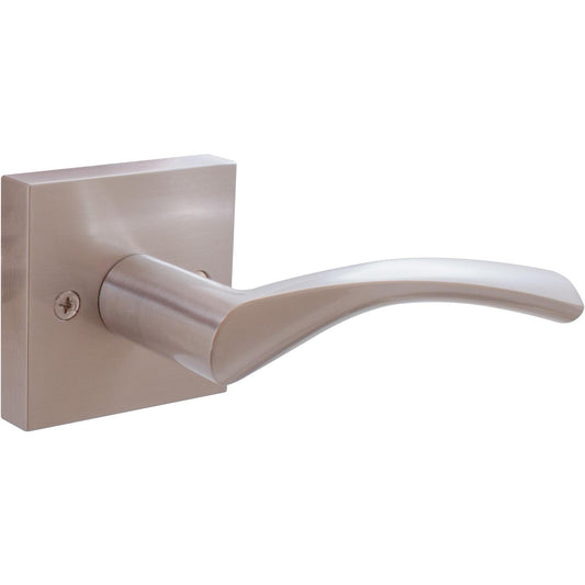 Stone Harbor Hardware Turin Door Lever with Square Rosette, Dummy (Non-Turning) Latch, Right-Handed, Satin Nickel