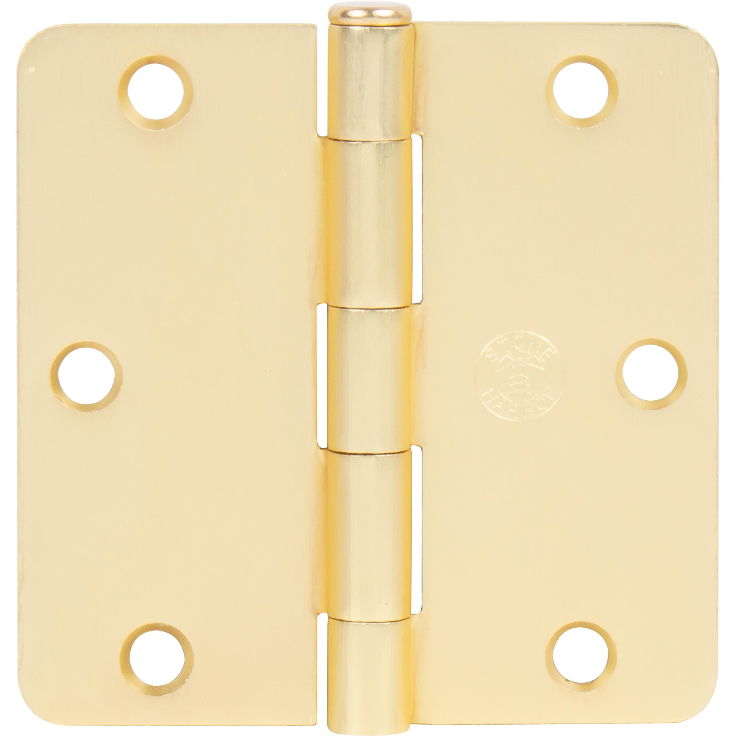 Stone Harbor Hardware 3-1/2" Door Hinges, 1/4" Radius Corner, Satin Brass, 3-Pack