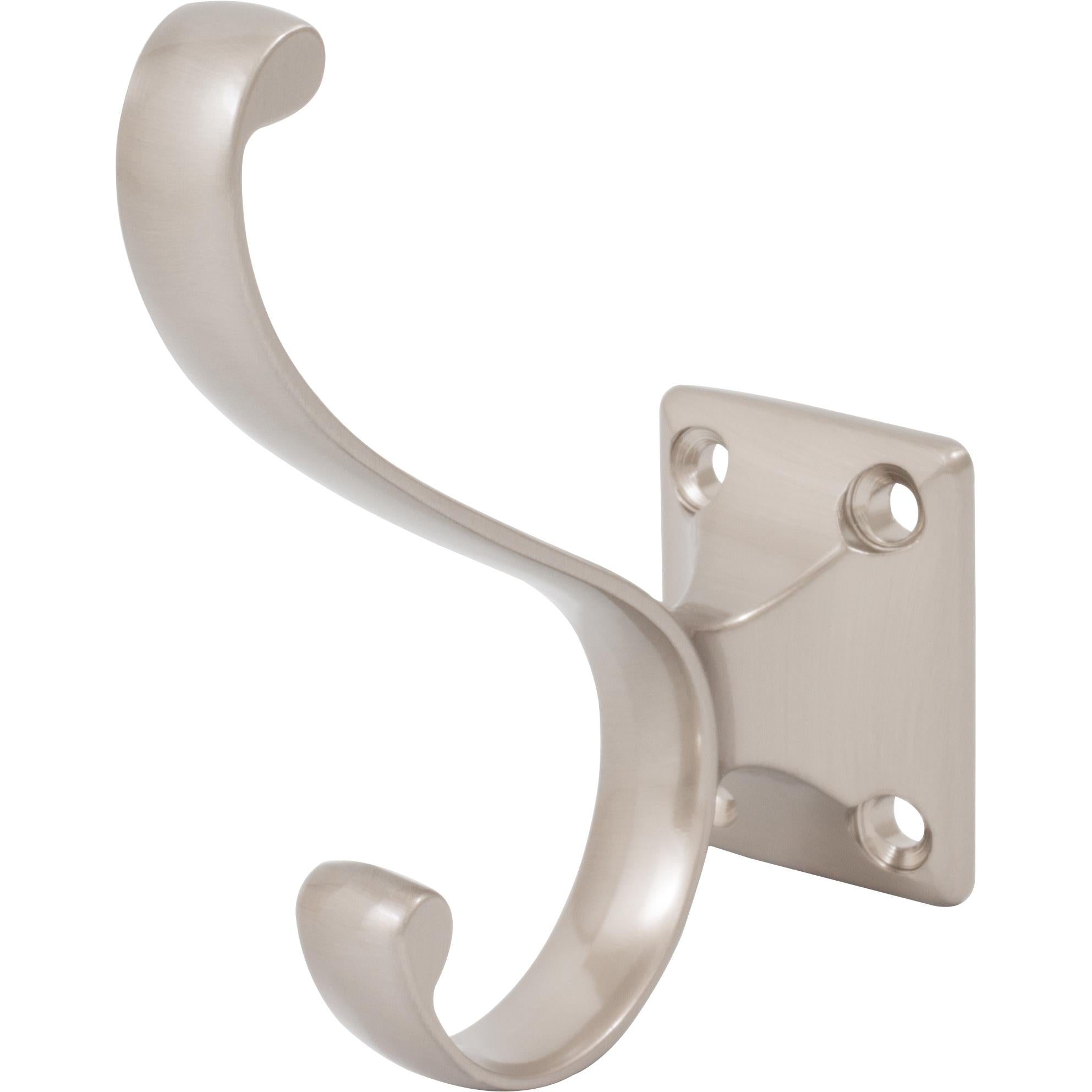 Stone Harbor Hardware Heavy-Duty Coat & Hat Hook, 3-7/16" High, 2-15/16" Projection, Satin Nickel